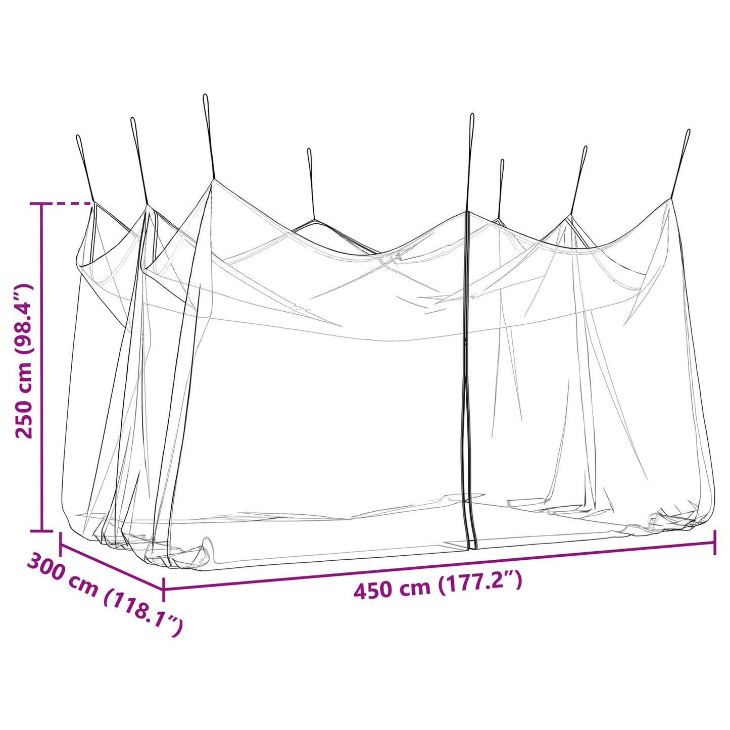 Garten Moskitoschutznetz 220 Mesh Schwarz 3 x 4,5 x 2,5 m