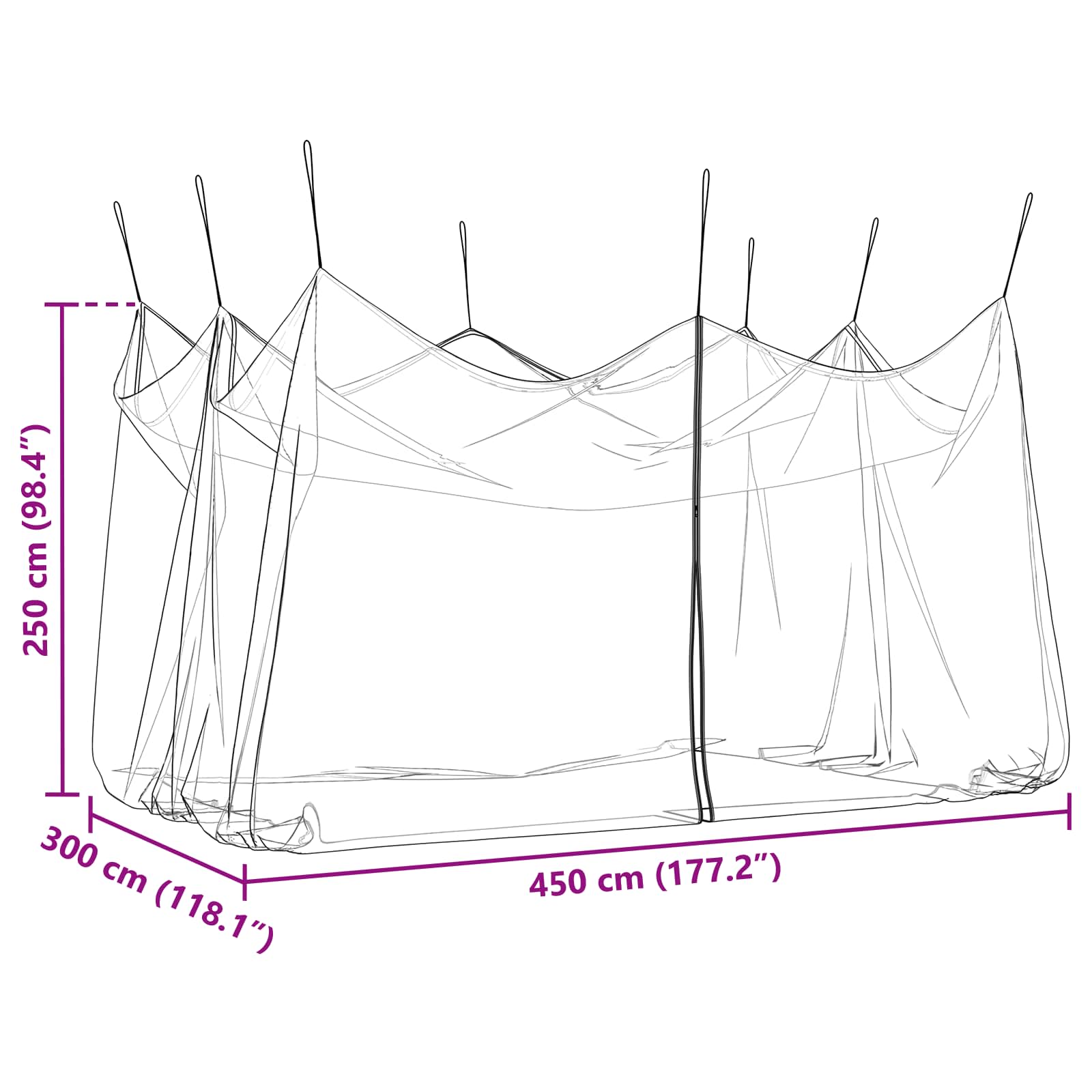 Garten Moskitoschutznetz 220 Mesh Weiß 3 x 4,5 x 2,5 m