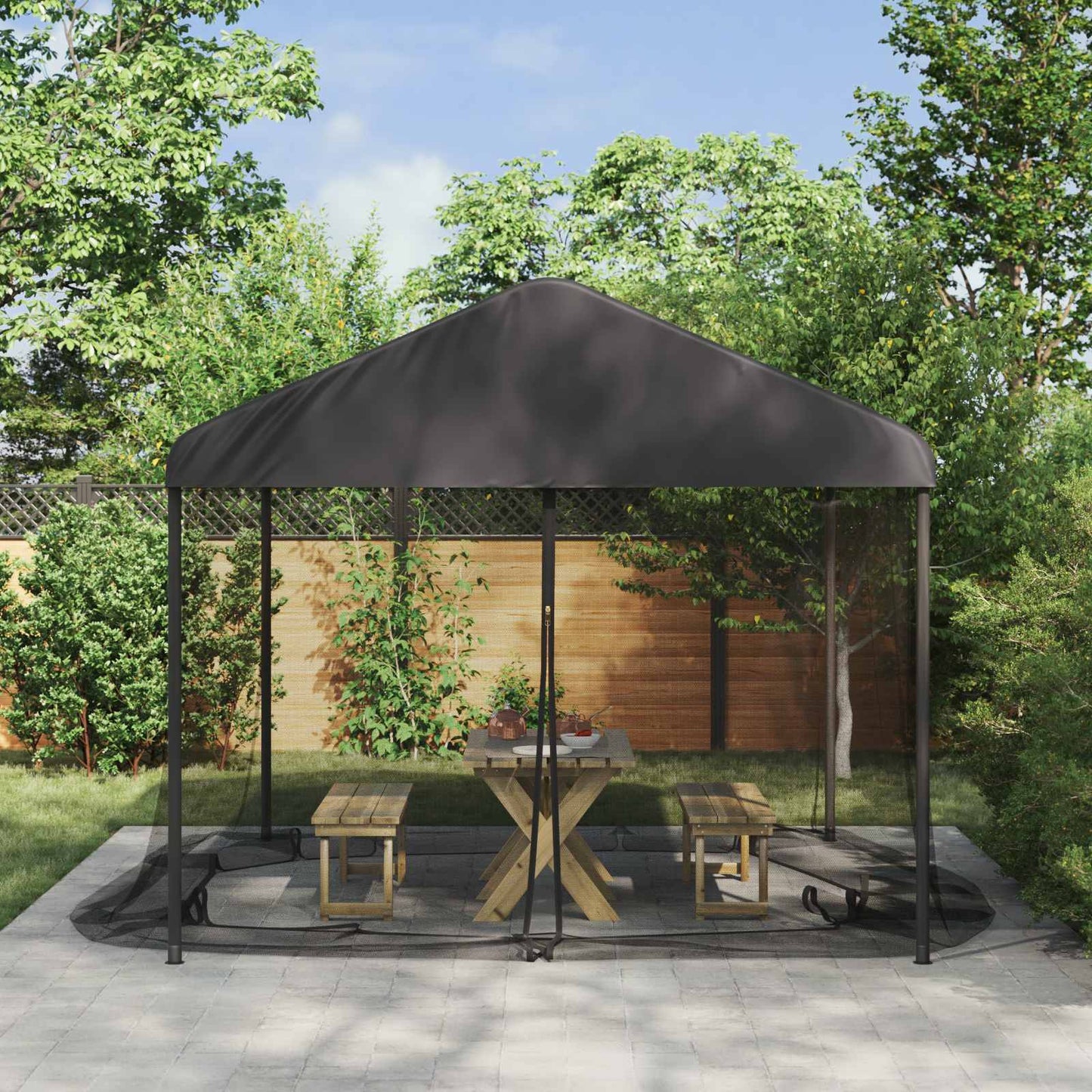 Moskito-Netz für Pavillon 220 Mesh Schwarz 3,6 x 3,6 x 2 m