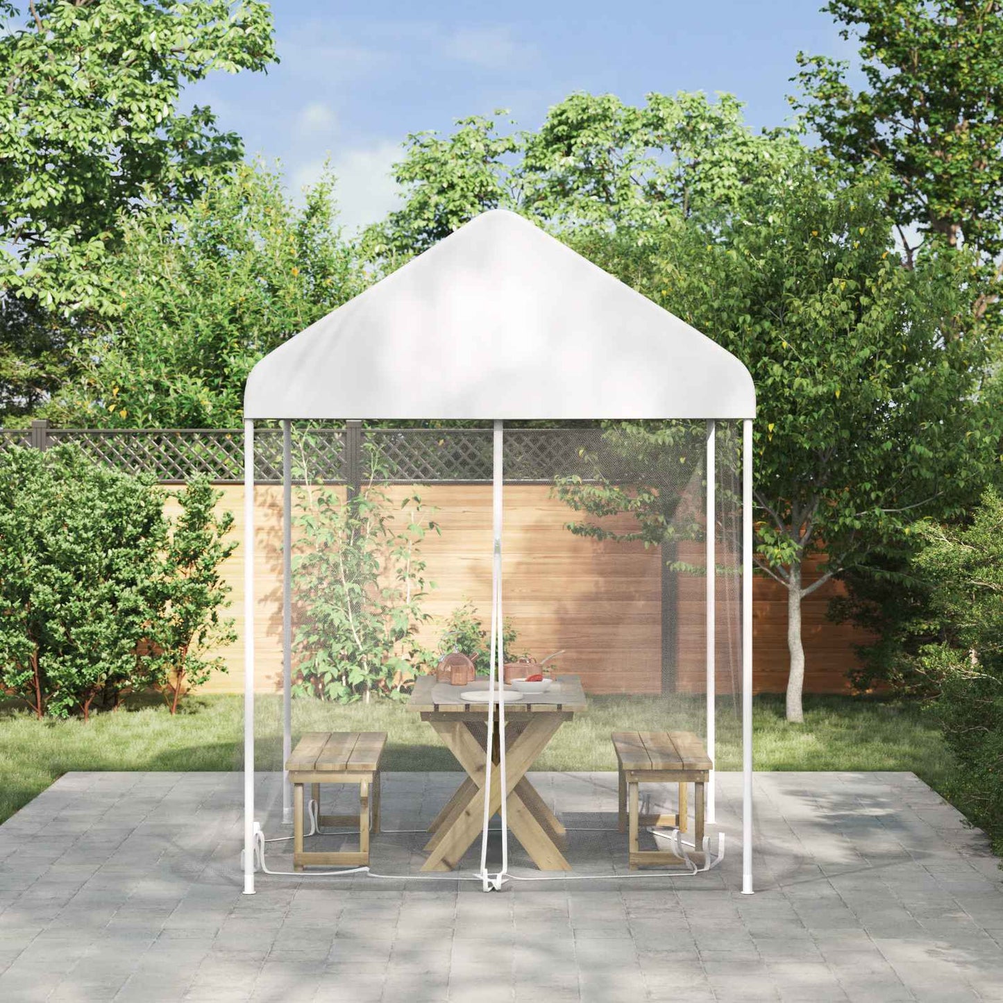 Moskito-Netz für Pavillon 220 Mesh Weiß 2 x 2 x 2 m Polyester