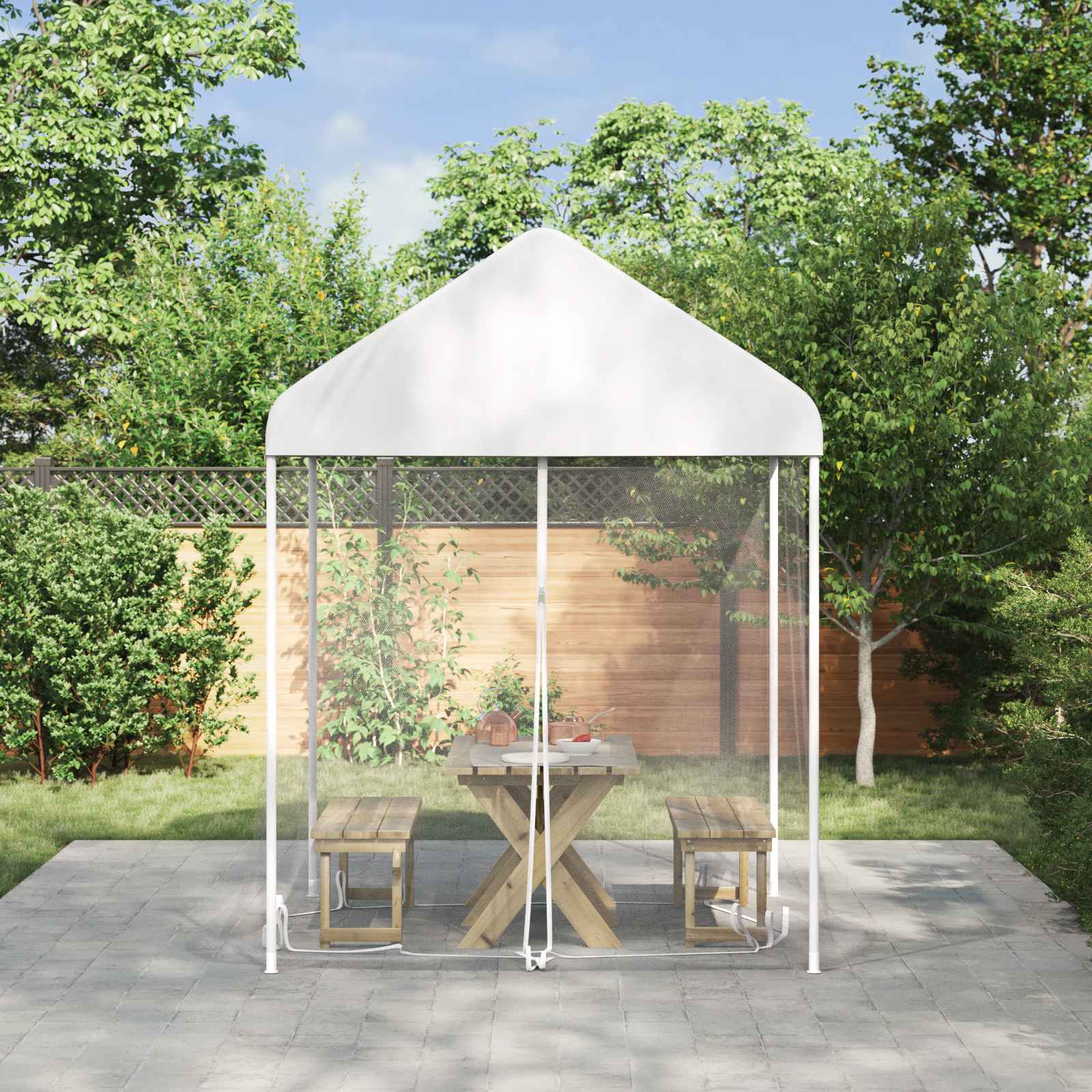 Moskito-Netz für Pavillon 220 Mesh Weiß 2 x 2 x 2 m Polyester