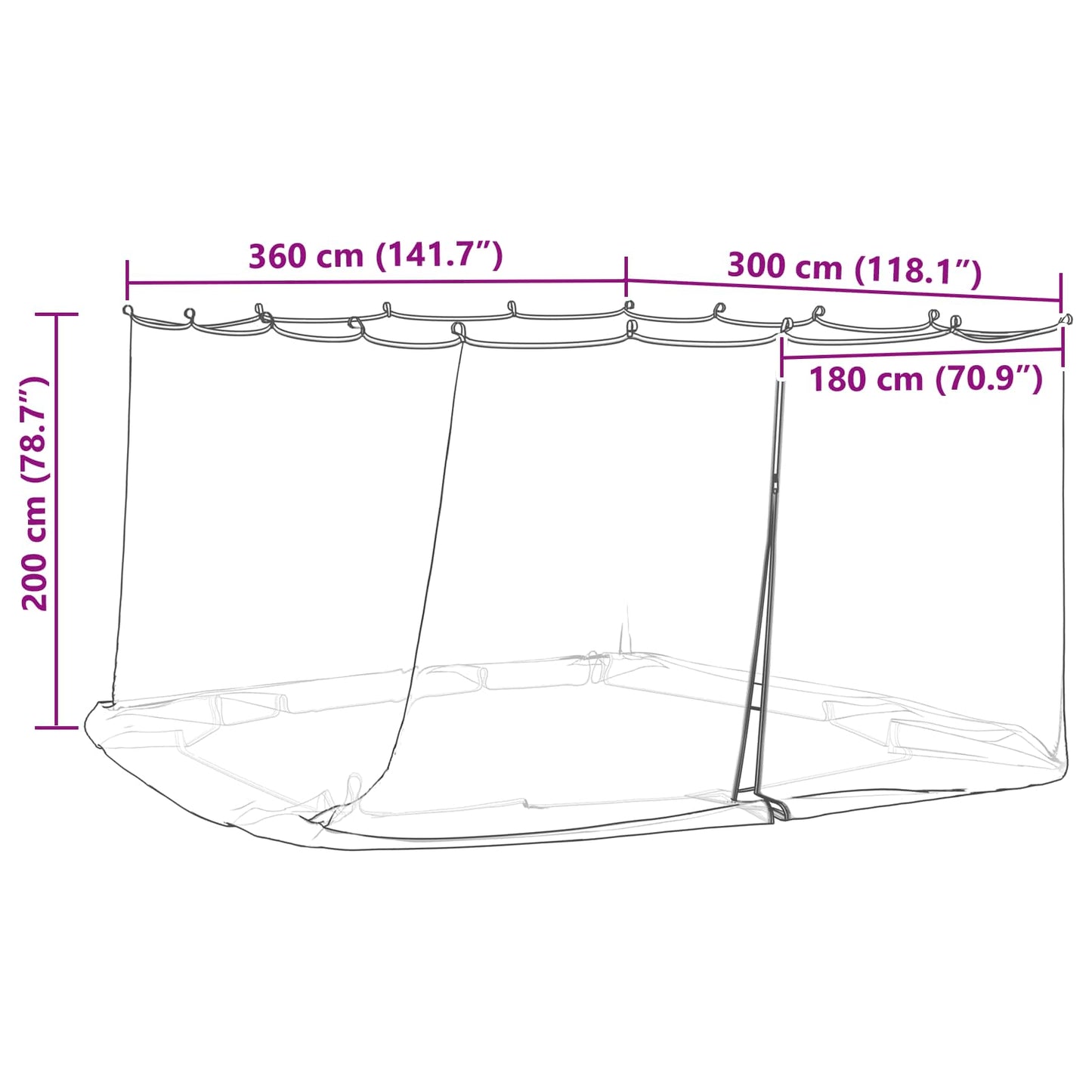 Moskito-Netz für Pavillon 220 Mesh Weiß 3,6 x 3 x 2 cm