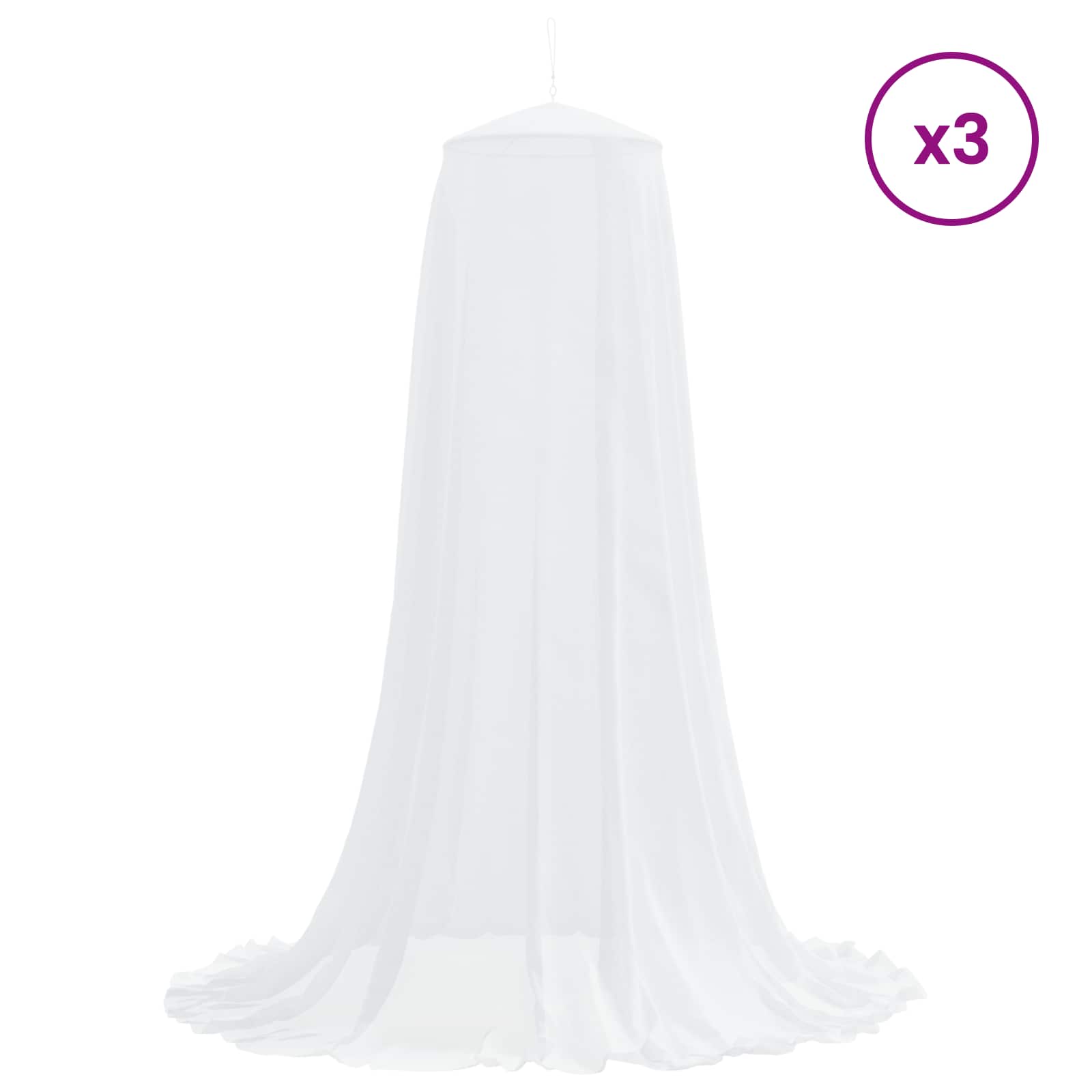 Moskito-Netz für das Bett 3 Stk. 156 Mesh Weiß ⌀56 x 220 cm