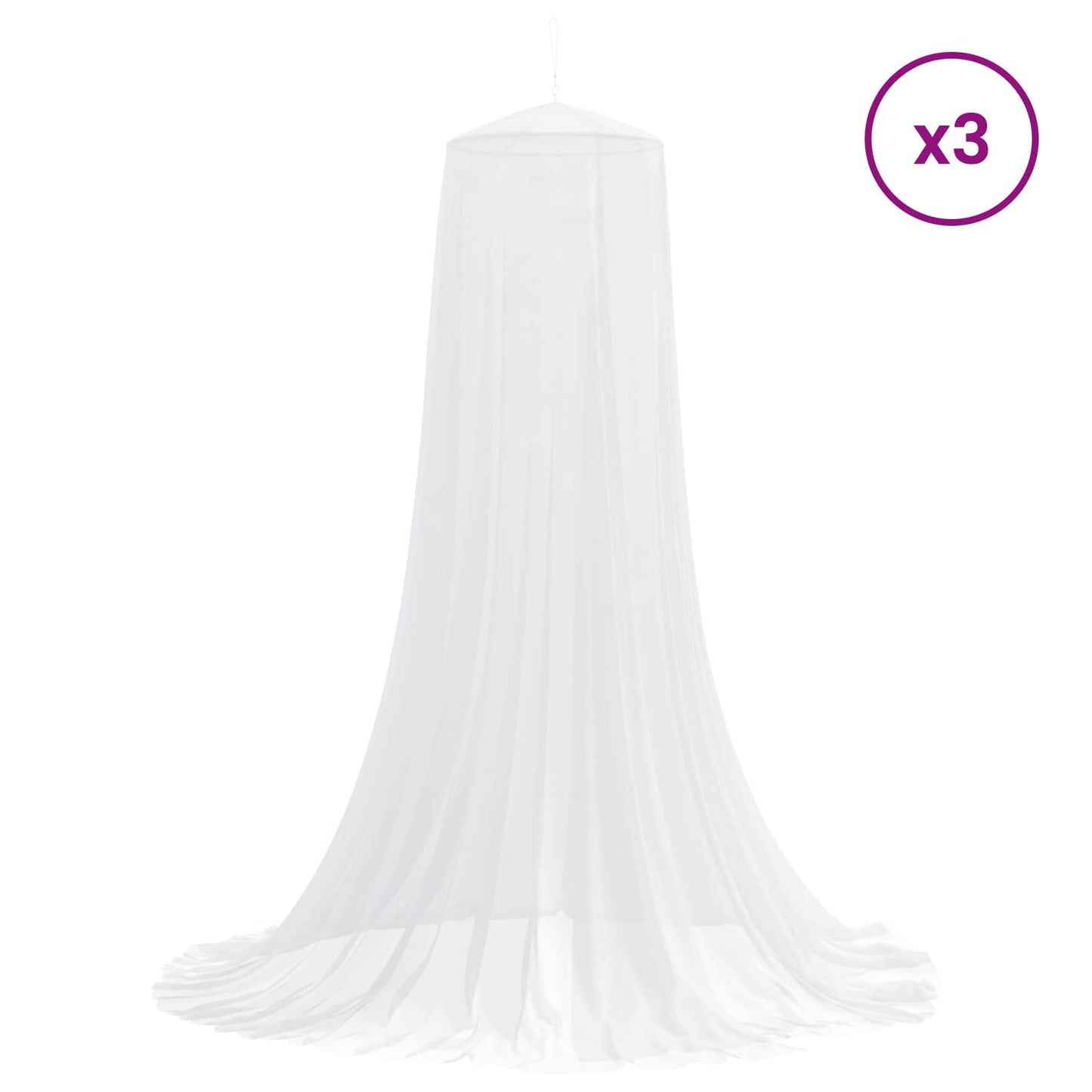 Moskito-Netz für das Bett 3 stk. 156 Mesh Weiß ⌀56 x 220 cm