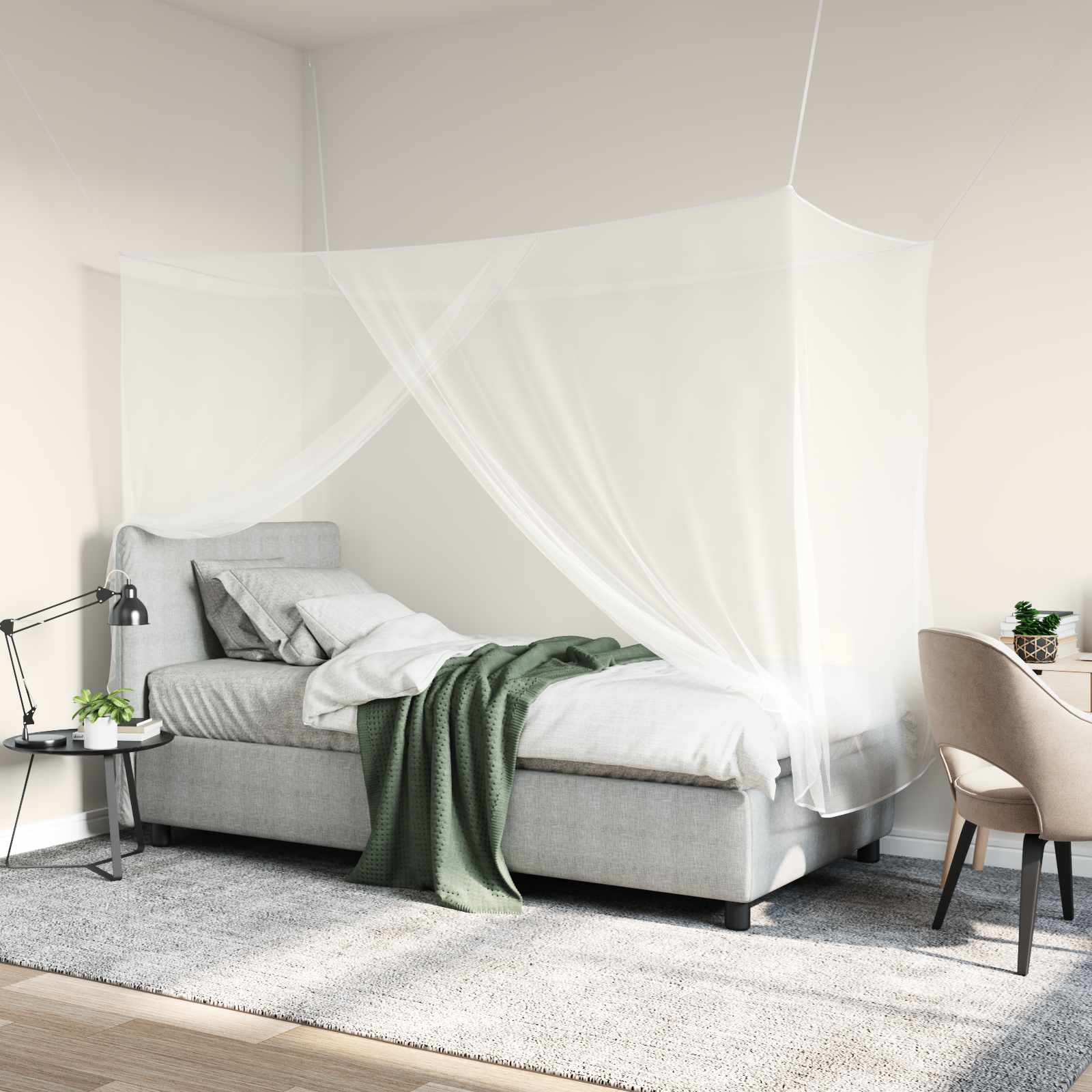 Moskito-Netz für das Bett 3 stk. 156 Mesh Weiß Polyester