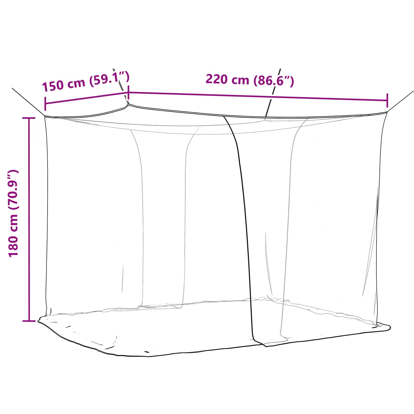 Moskito-Netz für das Bett 3 stk. 156 Mesh Weiß Polyester