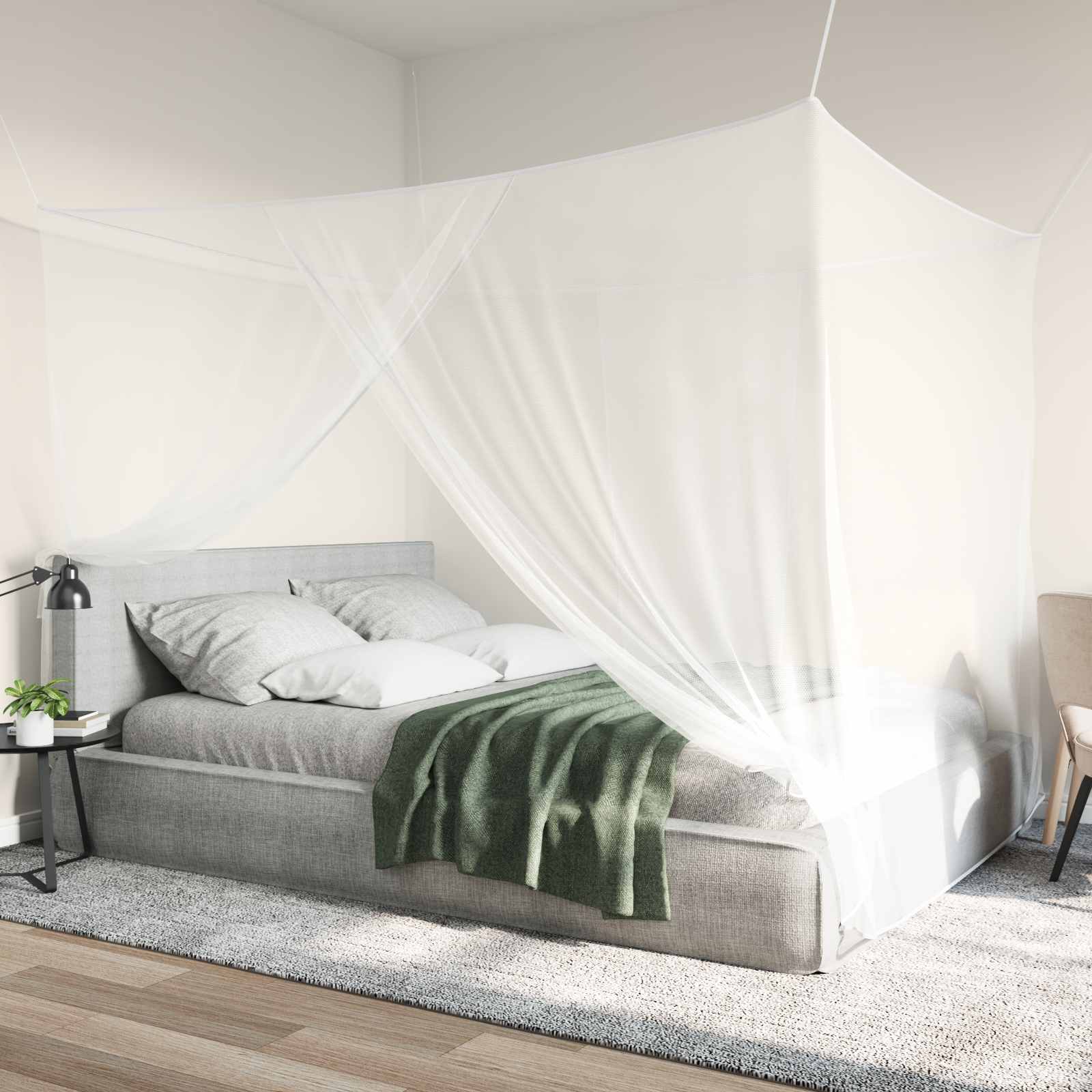 Moskito-Netz für das Bett 3 stk. 156 Mesh Weiß Polyester