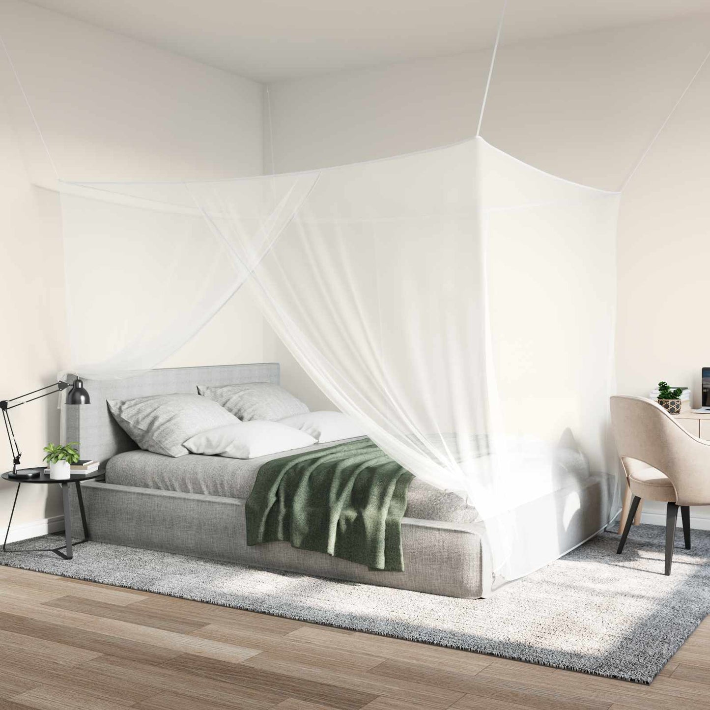 Moskito-Netz für das Bett 3 stk. 156 Mesh Weiß Polyester