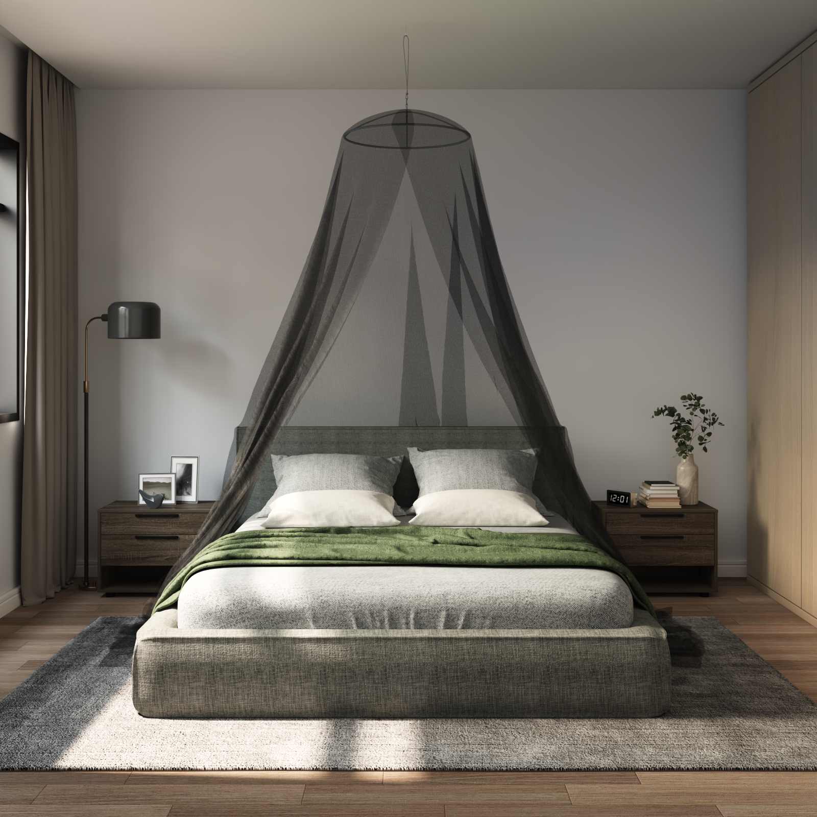 Moskito-Netz für das Bett 156 Mesh Schwarz ⌀56 x 220 cm