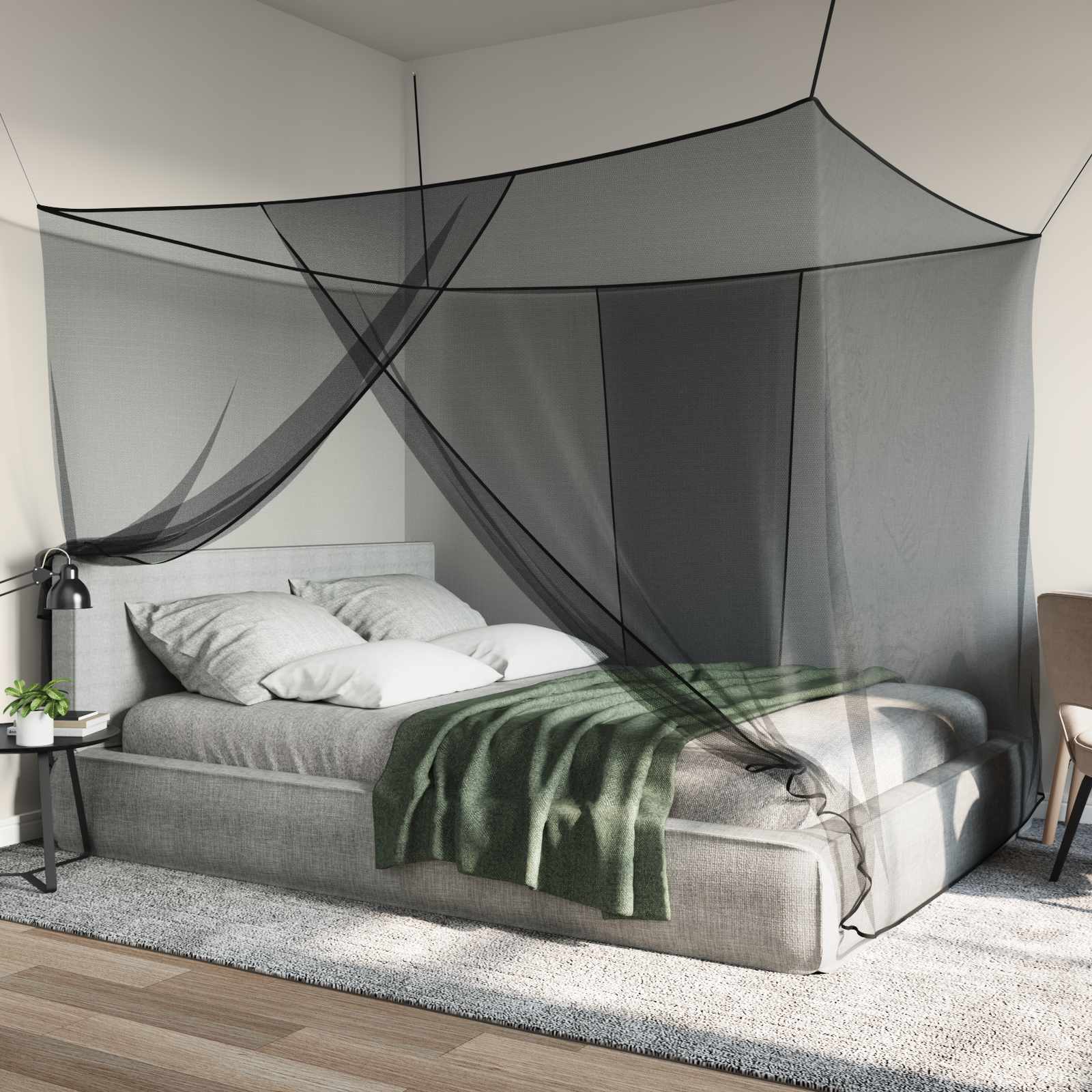 Moskito-Netz für das Bett 156 Mesh Schwarz 220 x 150 x 180 cm