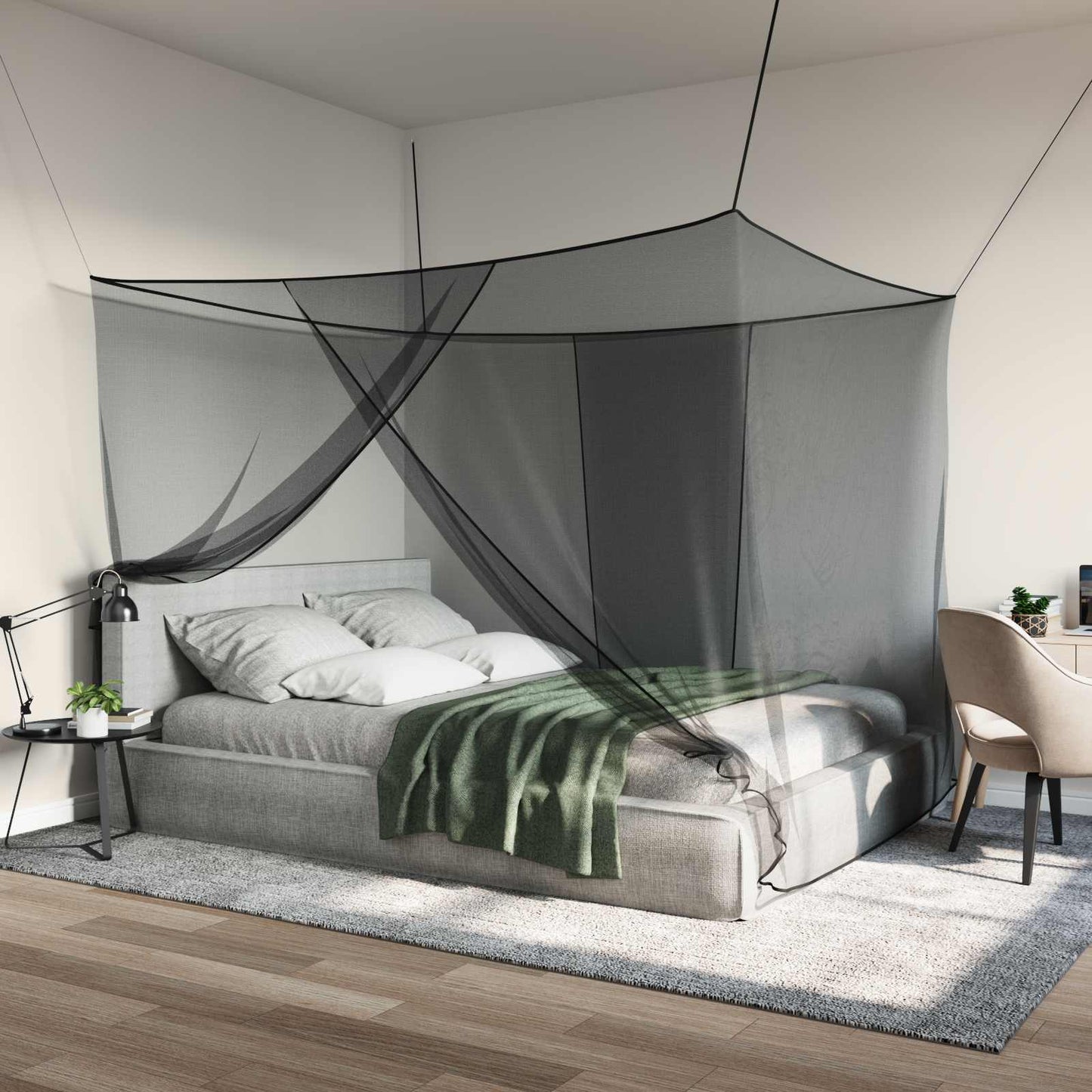 Moskito-Netz für das Bett 156 Mesh Schwarz 220 x 150 x 180 cm