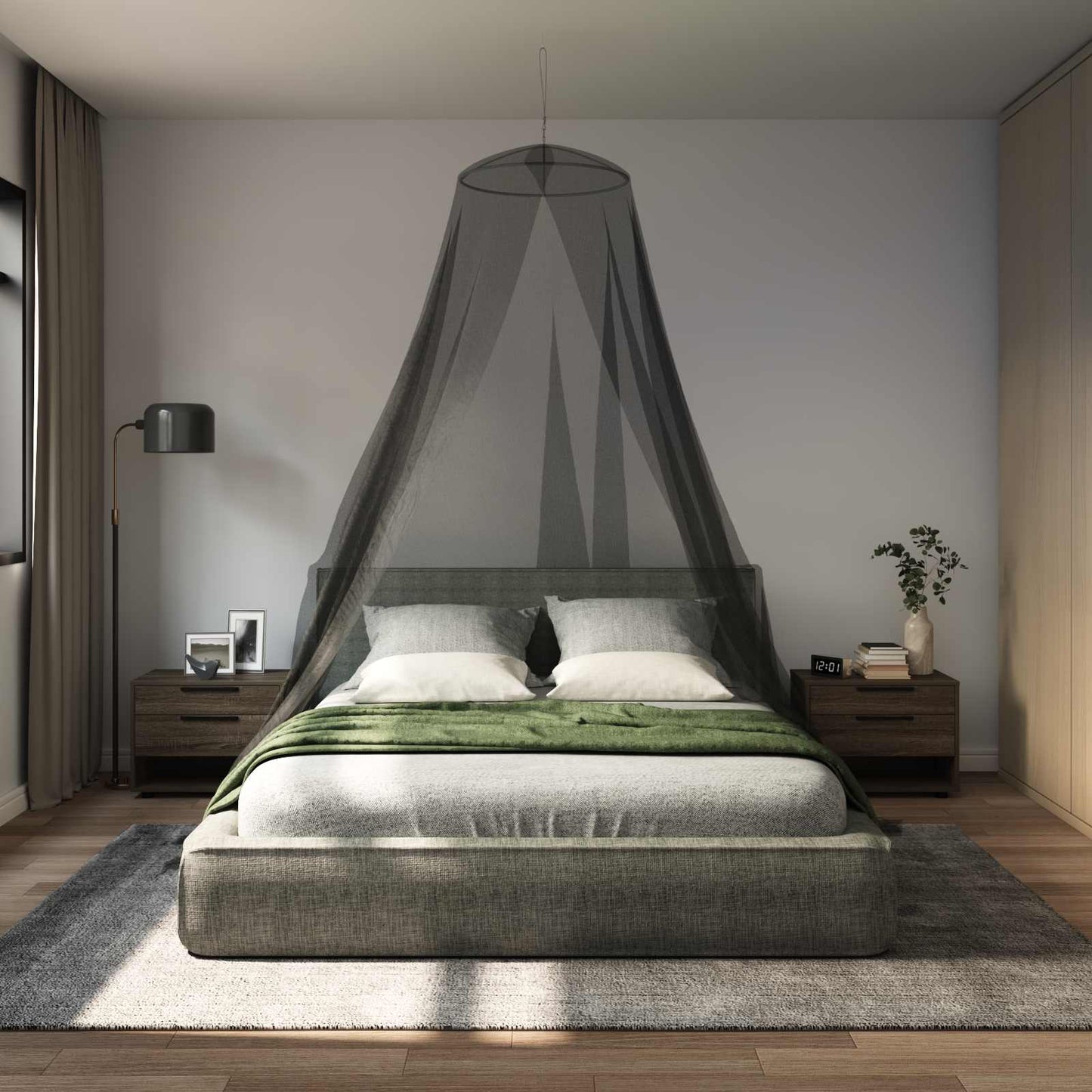 Moskito-Netz für das Bett 3 stk. 156 Mesh Schwarz ⌀56 x 220 cm
