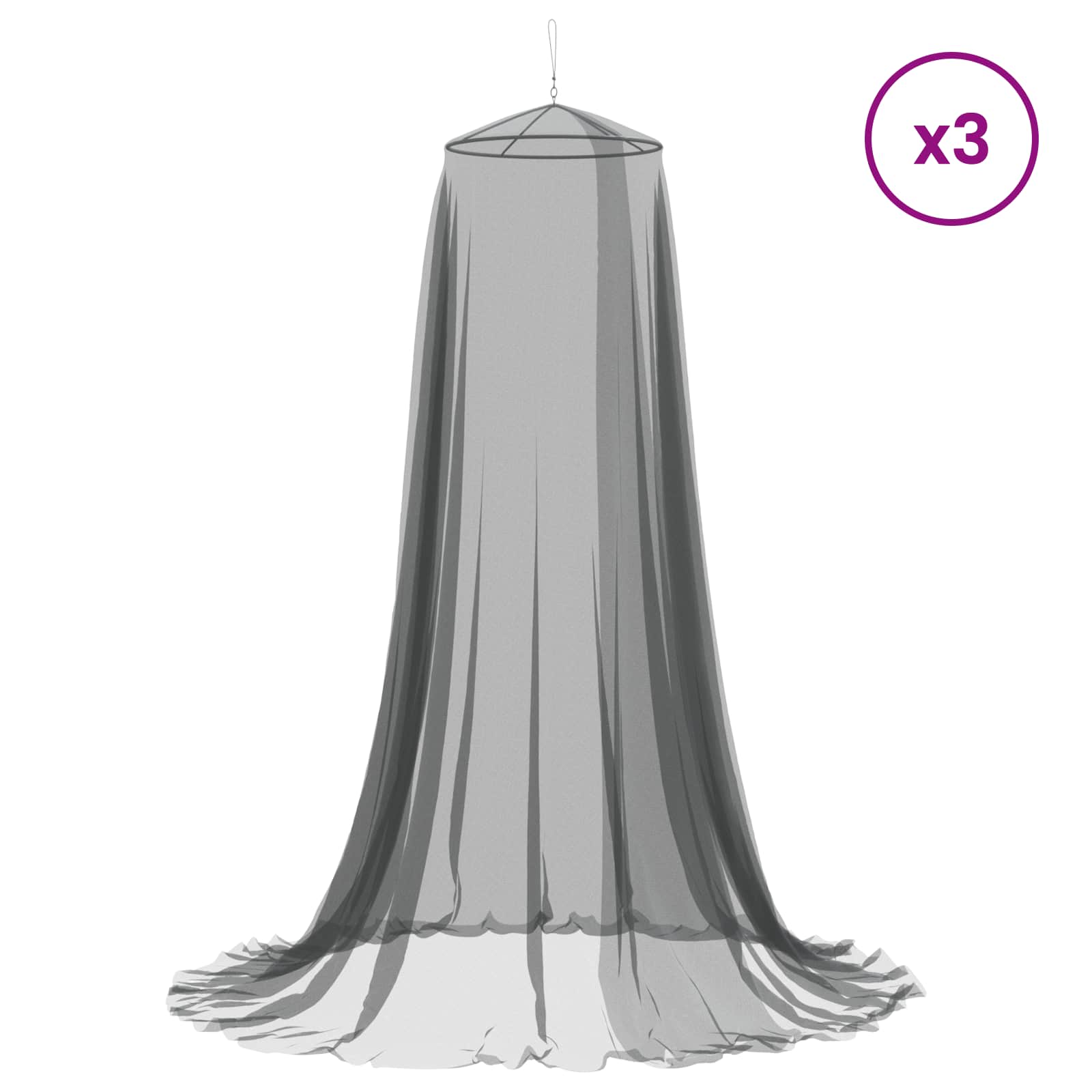 Moskito-Netz für das Bett 3 stk. 156 Mesh Schwarz ⌀56 x 220 cm