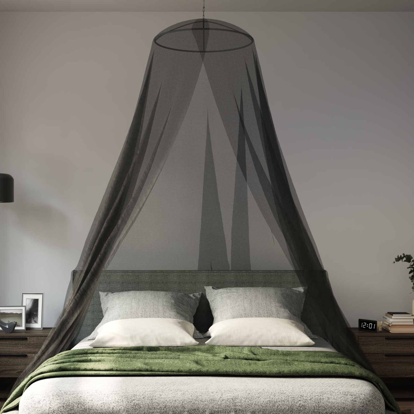 Moskito-Netz für das Bett 3 stk. 156 Mesh Schwarz ⌀56 x 220 cm