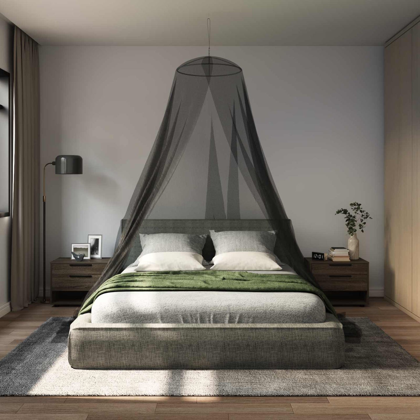 Moskito-Netz für das Bett 3 stk. 156 Mesh Schwarz ⌀56 x 220 cm
