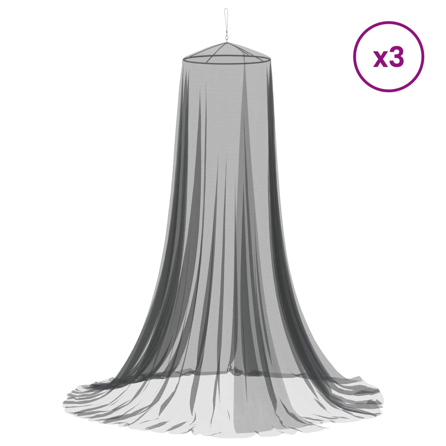 Moskito-Netz für das Bett 3 stk. 156 Mesh Schwarz ⌀56 x 220 cm