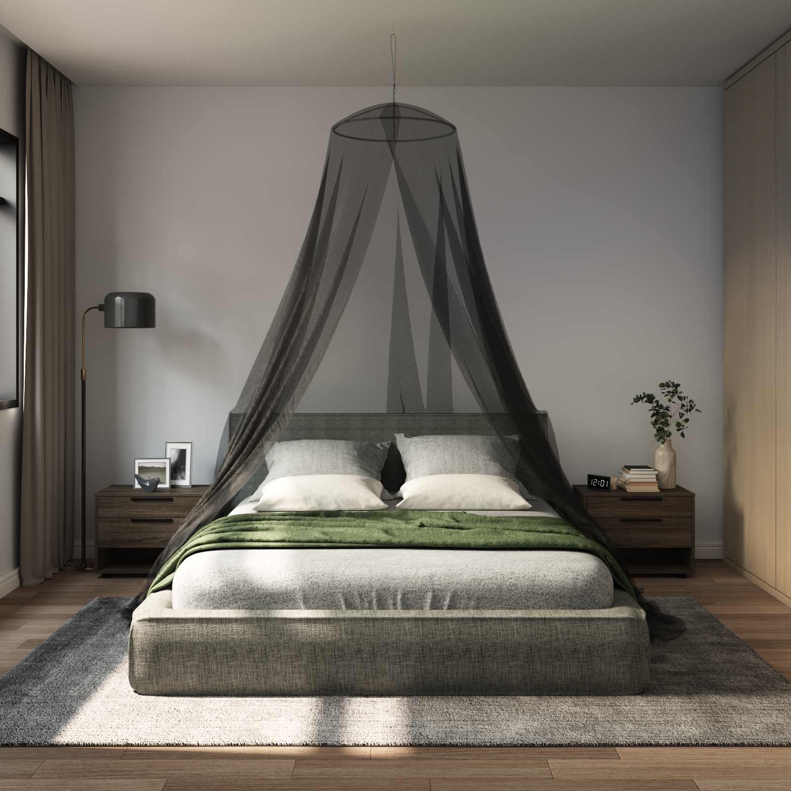 Moskito-Netz für das Bett 3 stk. 156 Mesh Schwarz ⌀56 x 220 cm