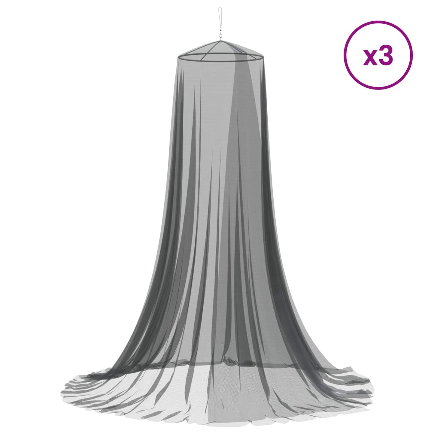 Moskito-Netz für das Bett 3 stk. 156 Mesh Schwarz ⌀56 x 220 cm