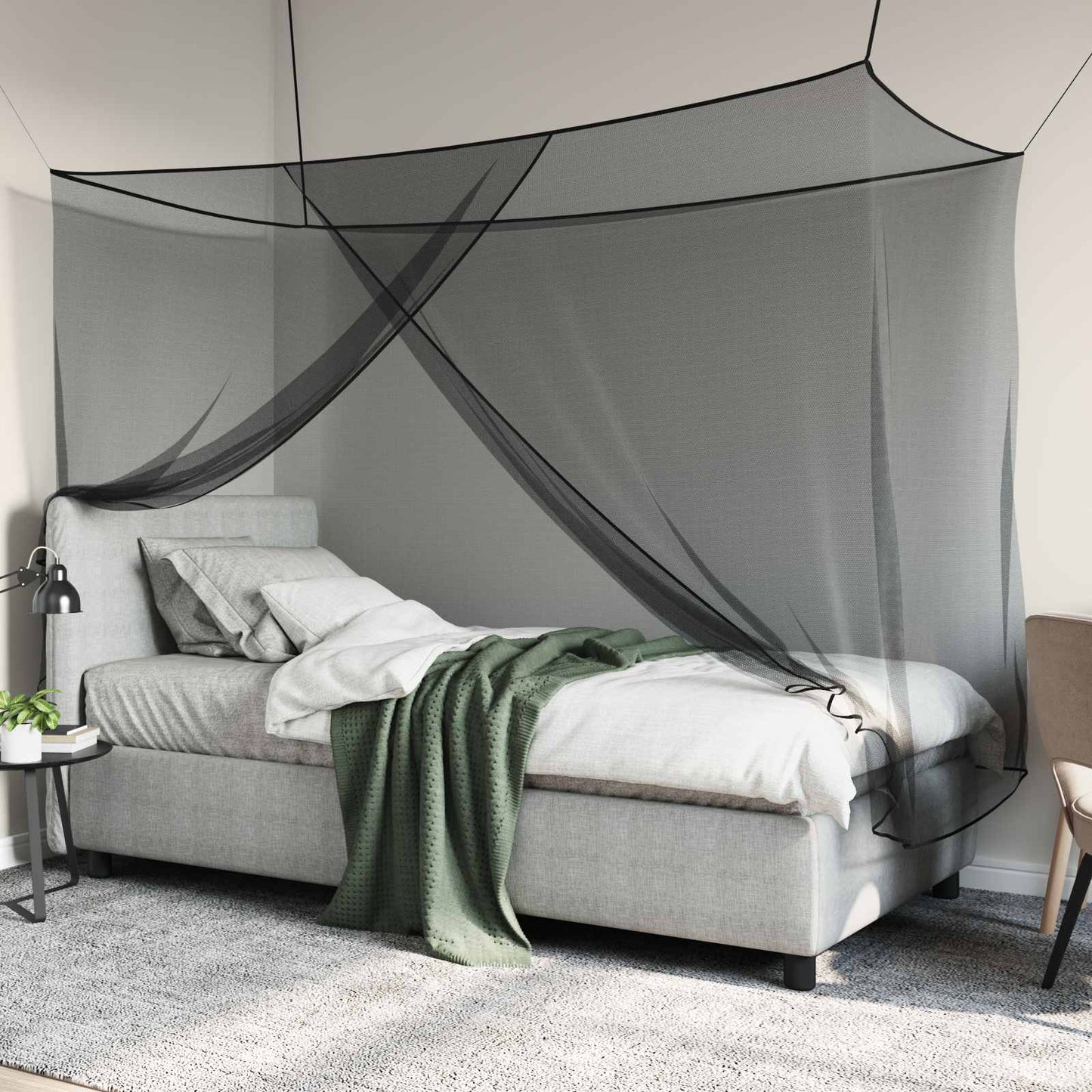 Moskito-Netz für das Bett 3 stk. 156 Mesh Schwarz Polyester