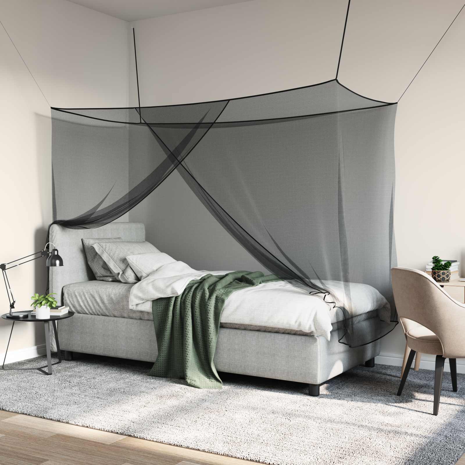 Moskito-Netz für das Bett 3 stk. 156 Mesh Schwarz Polyester