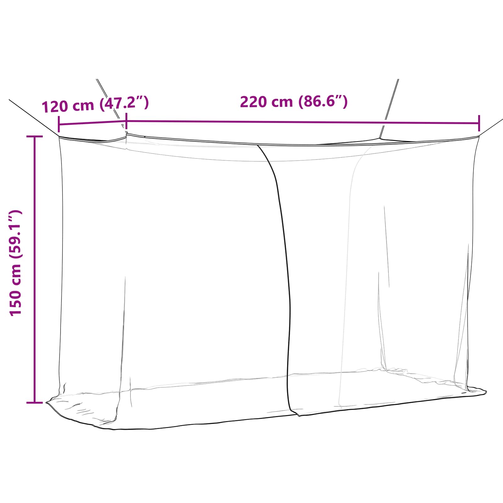 Moskito-Netz für das Bett 3 stk. 156 Mesh Schwarz Polyester