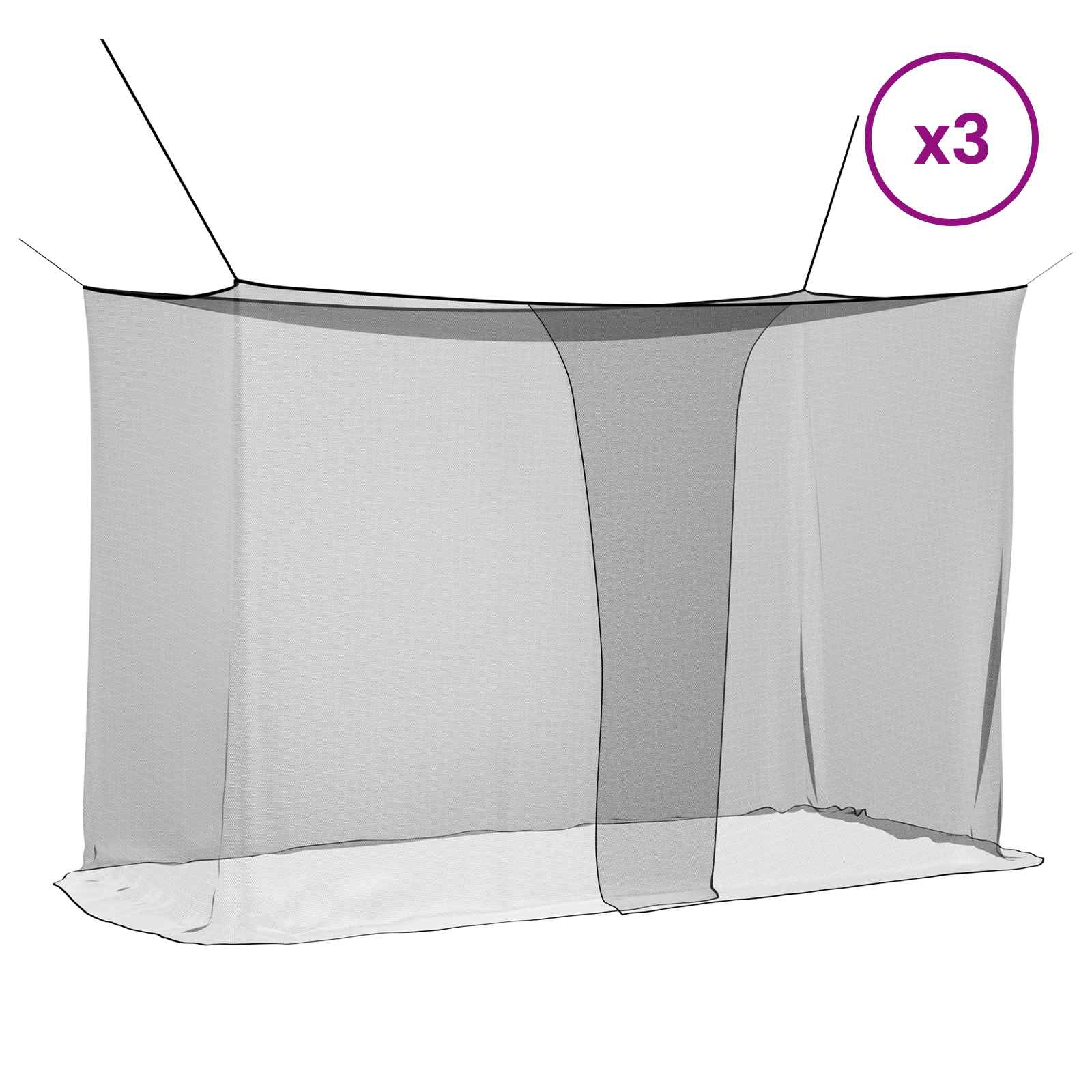 Moskito-Netz für das Bett 3 stk. 156 Mesh Schwarz Polyester