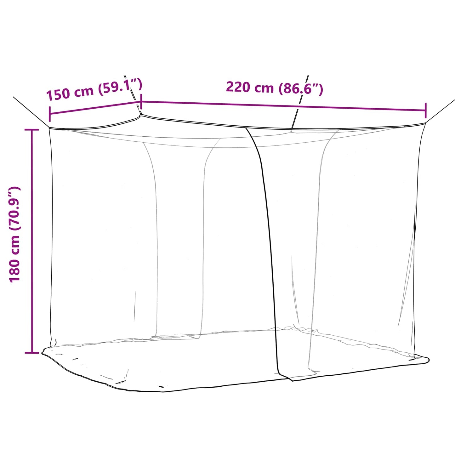 Moskito-Netz für das Bett 3 stk. 156 Mesh Schwarz Polyester