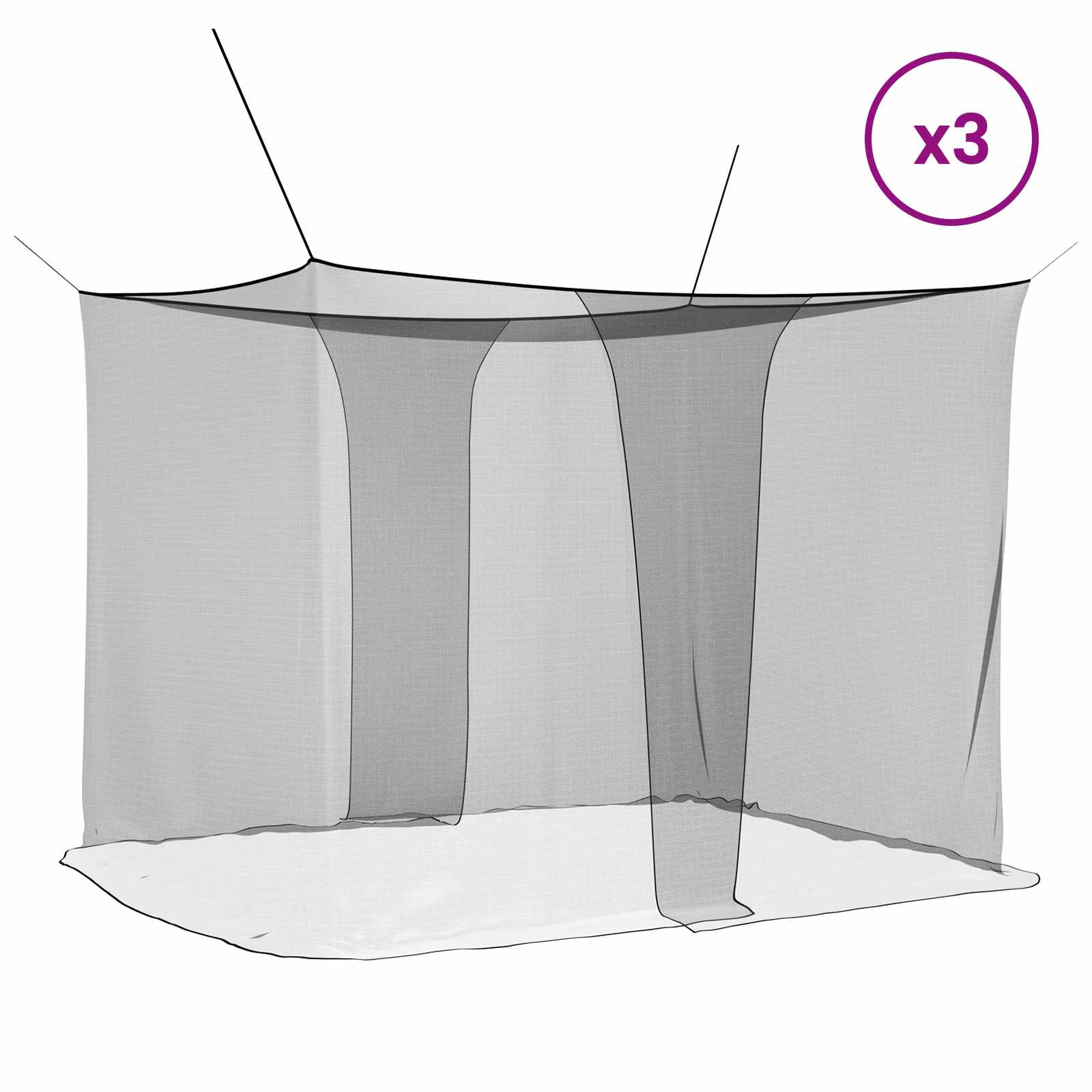 Moskito-Netz für das Bett 3 stk. 156 Mesh Schwarz Polyester