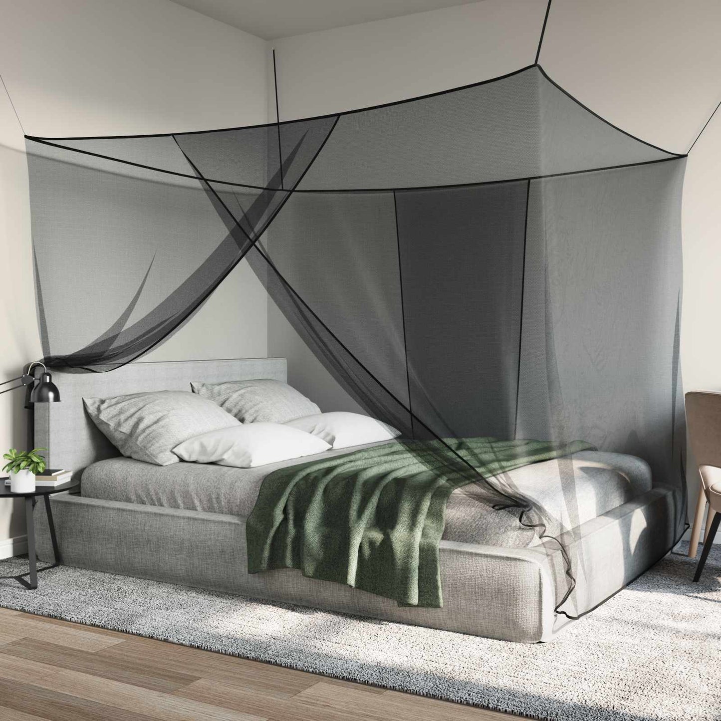 Moskito-Netz für das Bett 3 stk. 156 Mesh Schwarz Polyester
