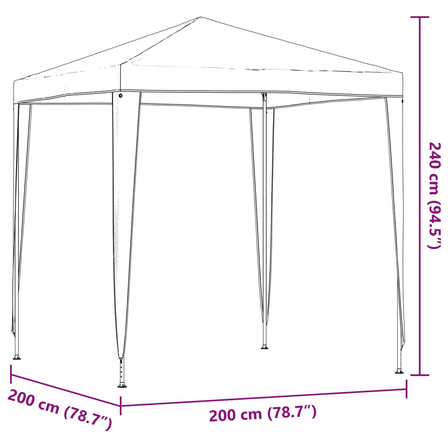 Party-Zelt 200 x 200 x 240 cm Rot PE and Steel
