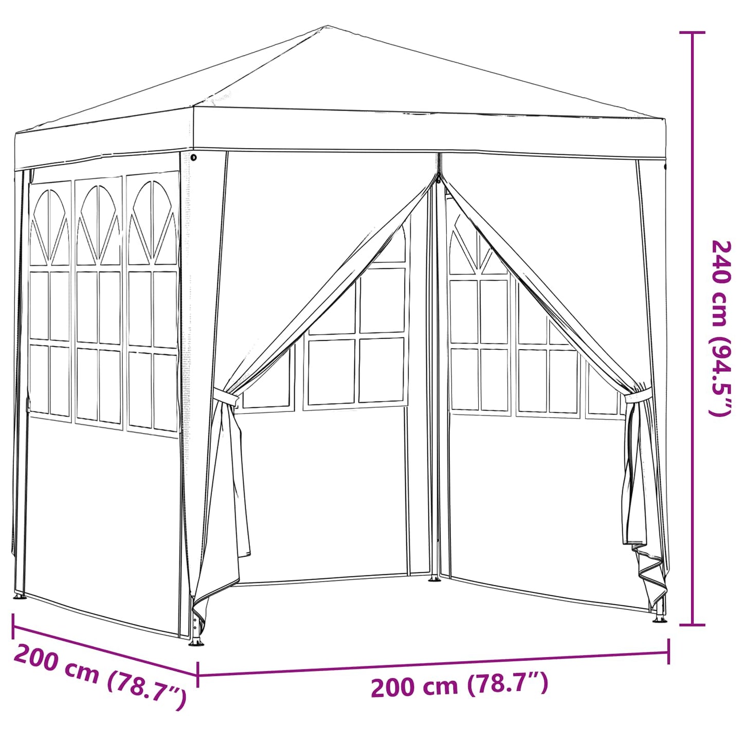 Party-Zelt 200 x 200 x 240 cm Rot PE and Steel