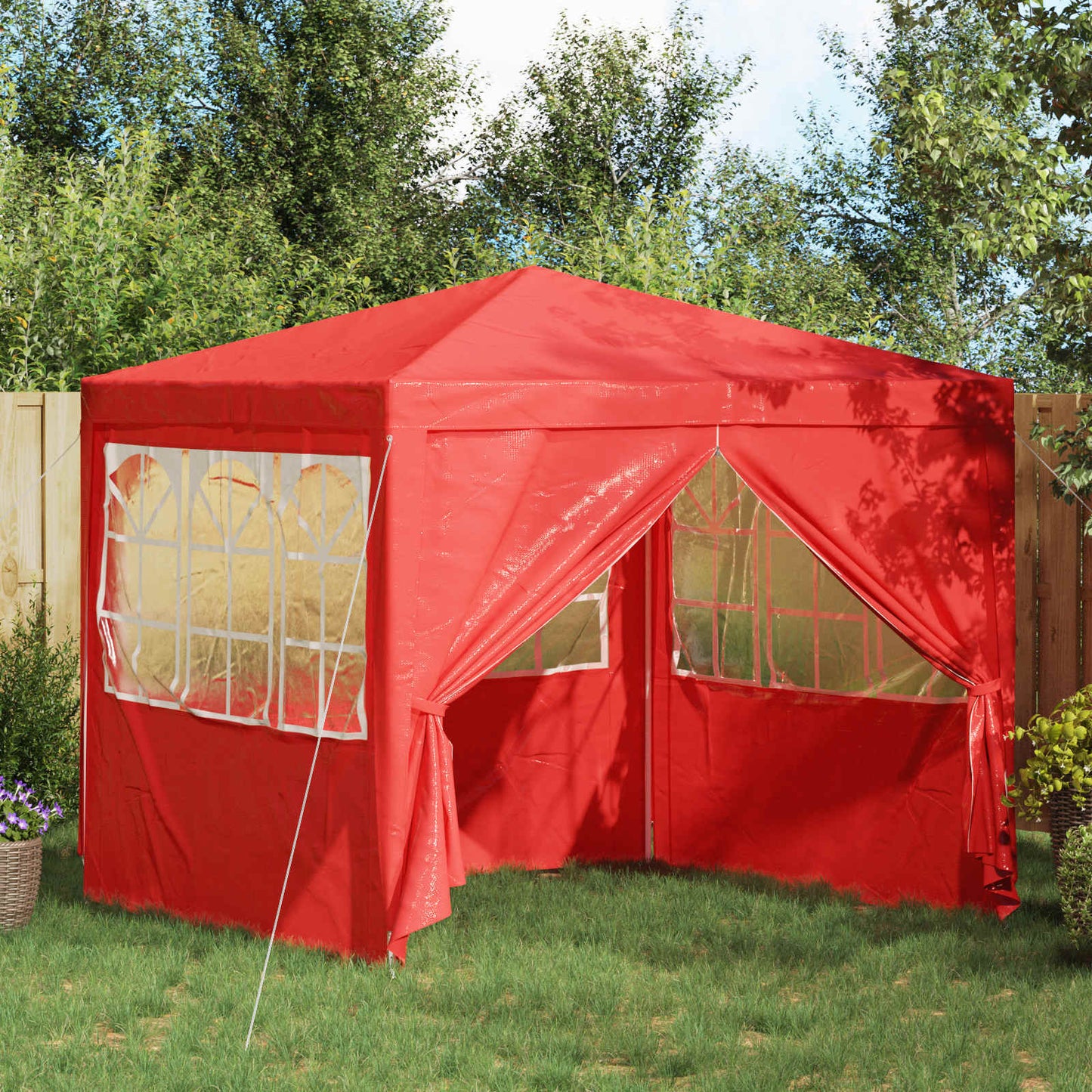 Party-Zelt 250 x 250 x 240 cm Rot PE and Steel