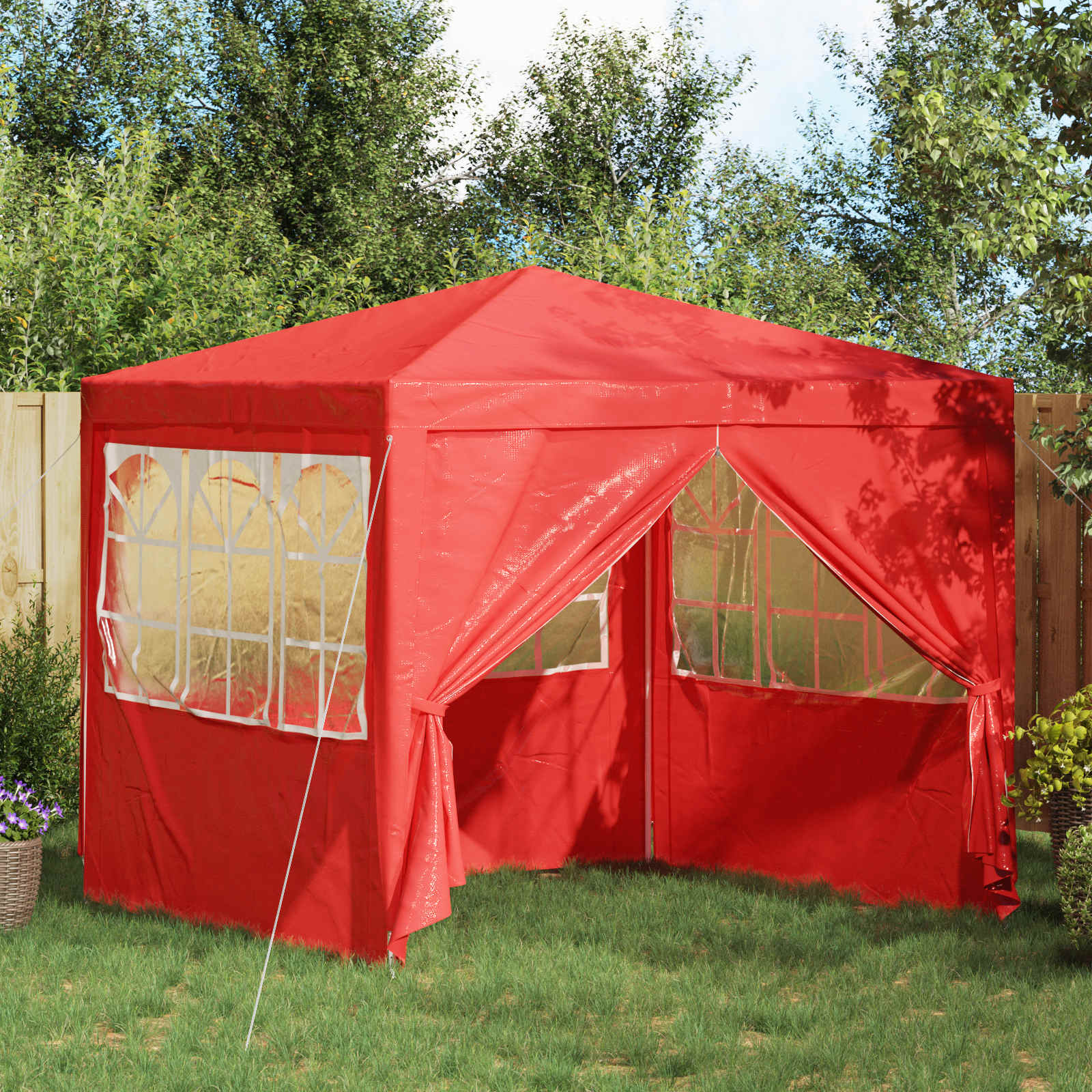 Party-Zelt 250 x 250 x 240 cm Rot PE and Steel