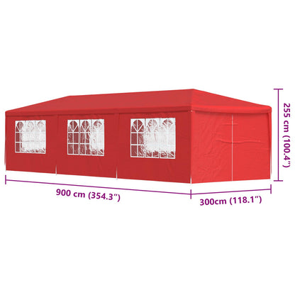 Party-Zelt 900 x 300 x 255 cm Rot PE and Steel