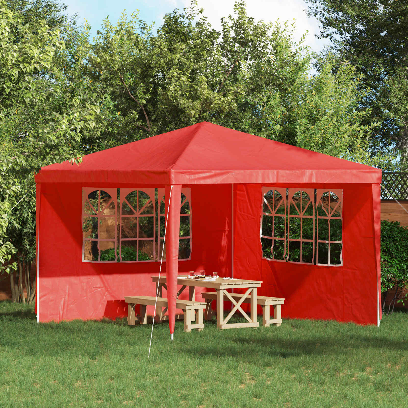 Partyzelt-Seitenteil 2 Stk. 300 x 195 cm Rot PE und Stahl