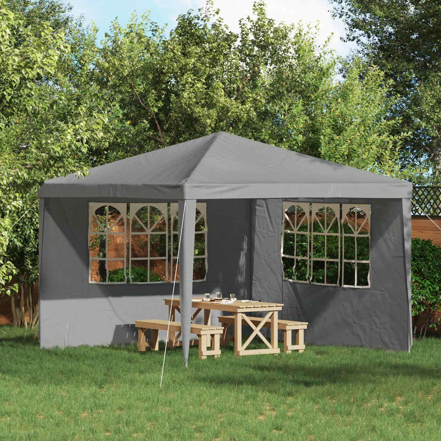 Partyzelt-Seitenteil 2 Stk. 300 x 195 cm Hellgrau PE und Stahl
