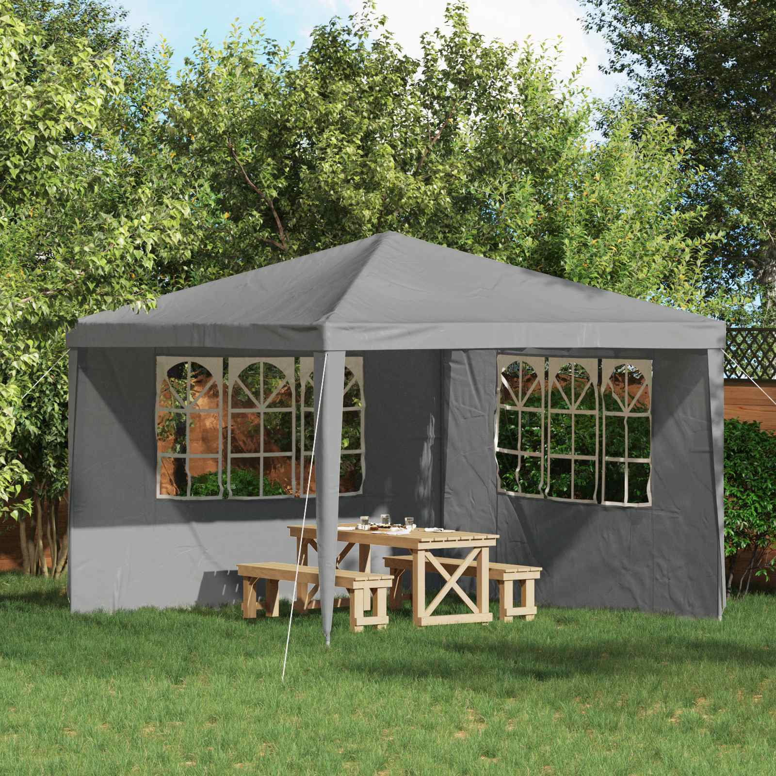 Partyzelt-Seitenteil 2 Stk. 300 x 195 cm Hellgrau PE und Stahl