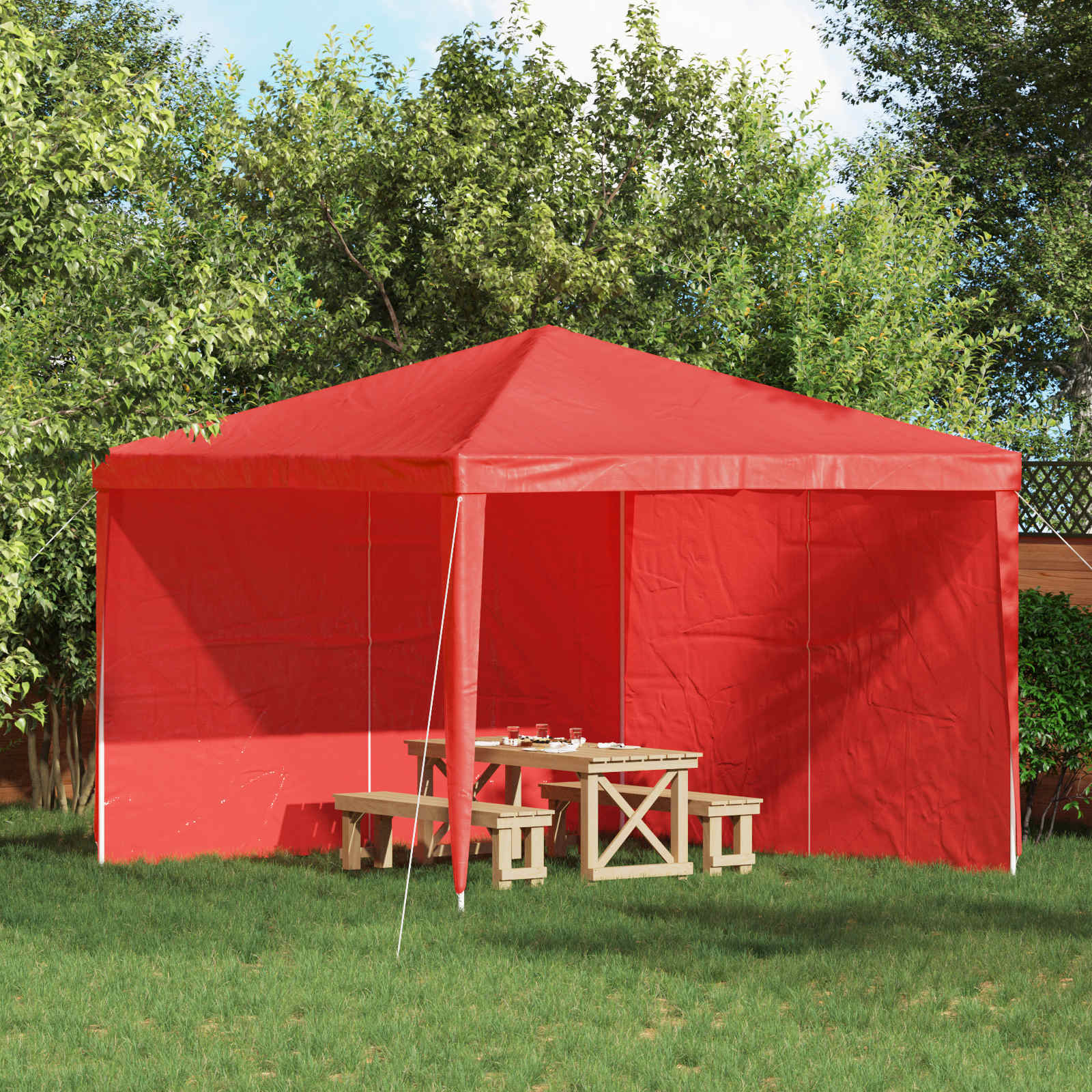 Partyzelt-Seitenteil 2 Stk. 300 x 195 cm Rot PE und Stahl