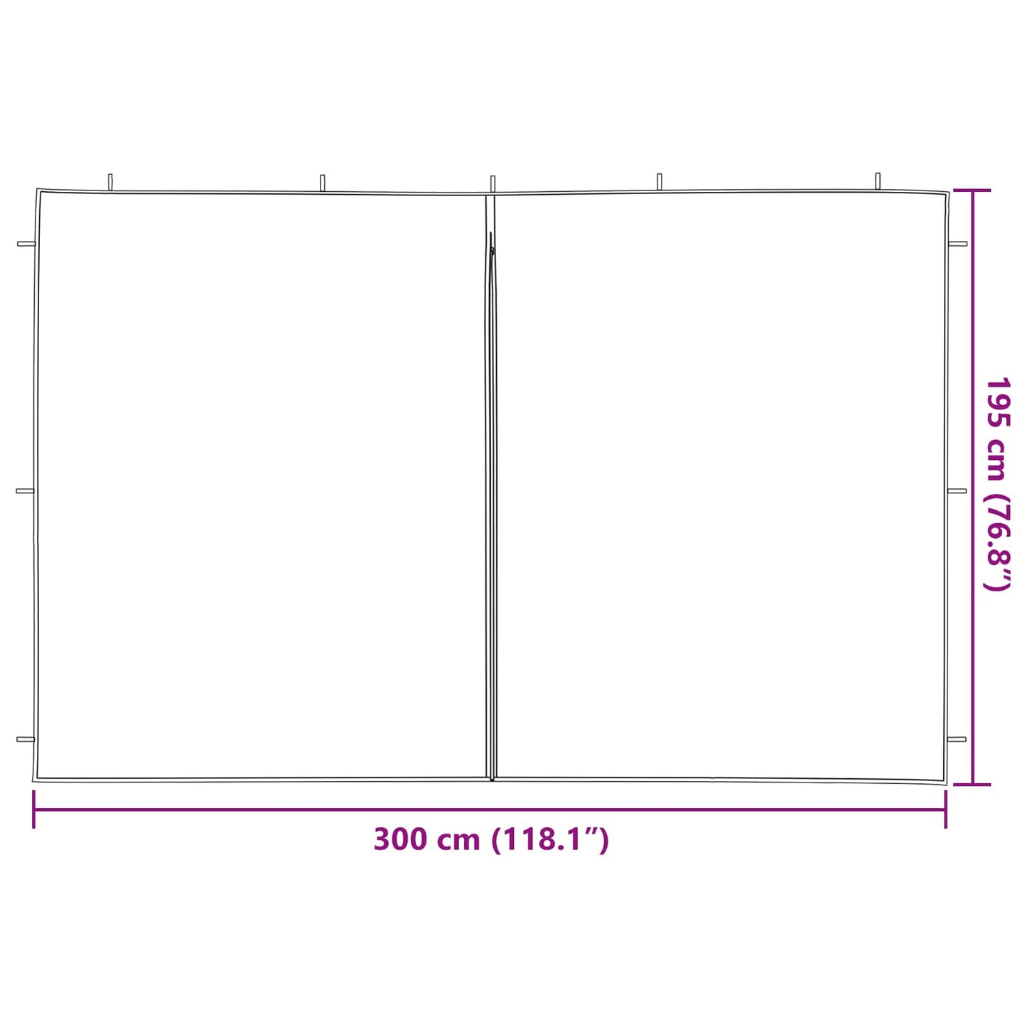 Partyzelt-Seitenteil 2 Stk. 300 x 195 cm Rot PE und Stahl