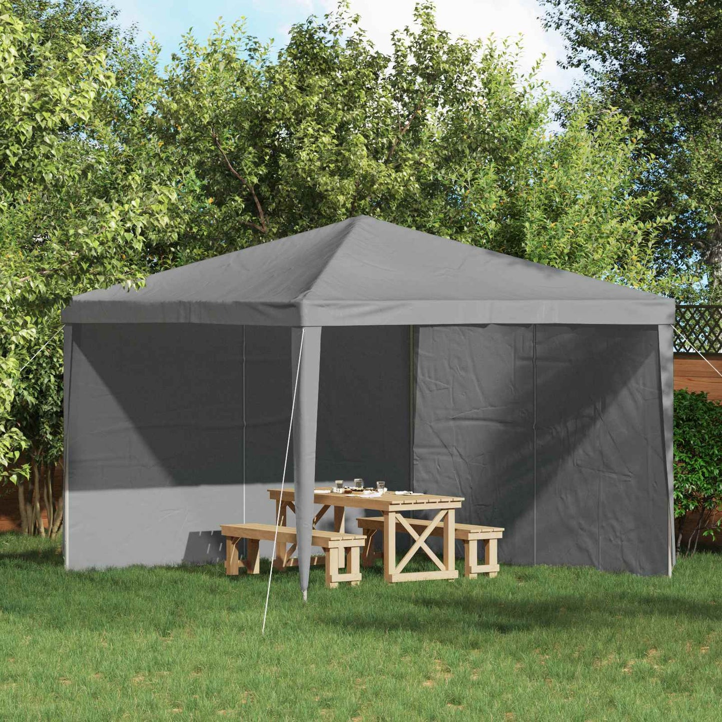 Partyzelt-Seitenteil 2 Stk. 300 x 195 cm Hellgrau PE und Stahl