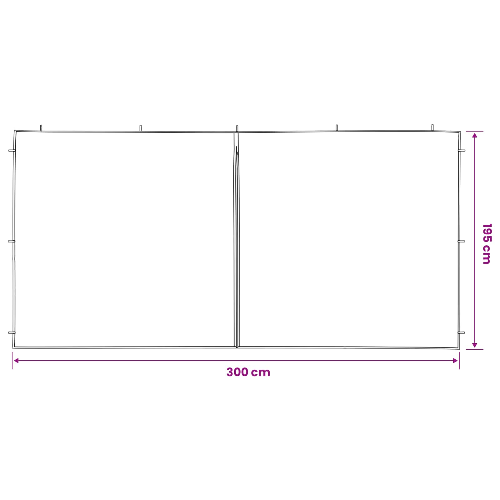 Partyzelt-Seitenteil 2 Stk. 300 x 195 cm Hellgrau PE und Stahl