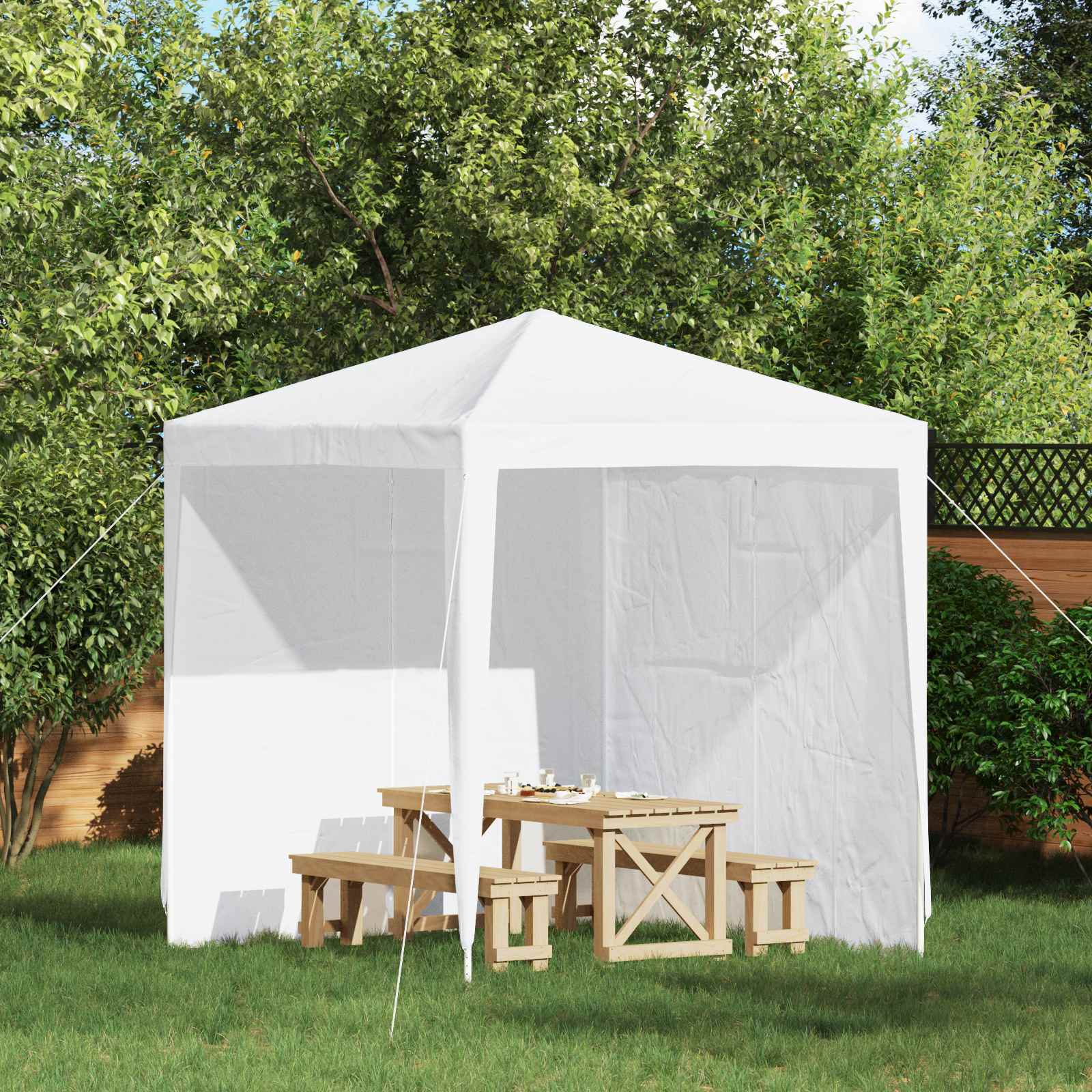 Partyzelt-Seitenteil 2 Stk. 200 x 195 cm Weiß PE und Stahl