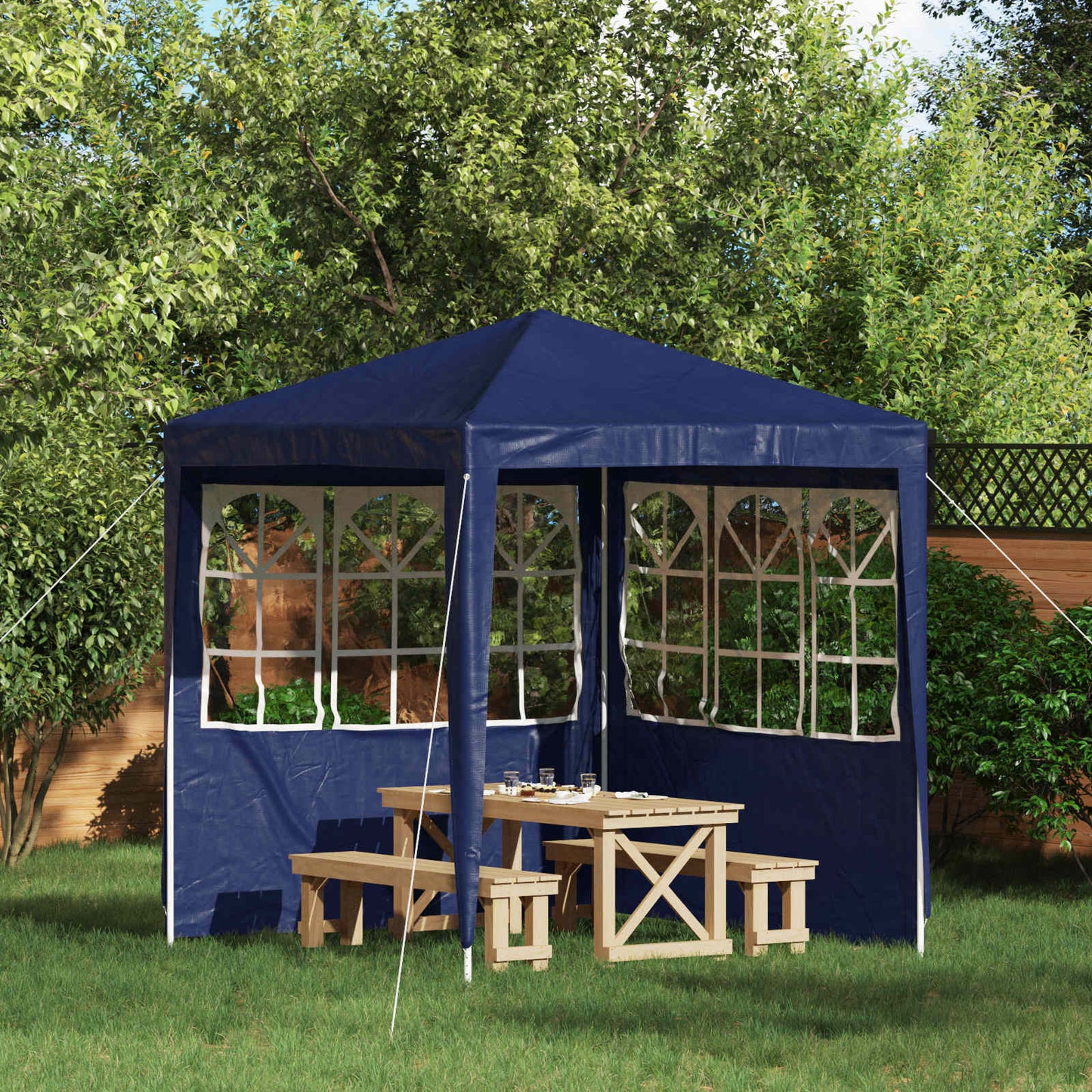 Partyzelt-Seitenteil 2 Stk. 200 x 195 cm Blau PE und Stahl