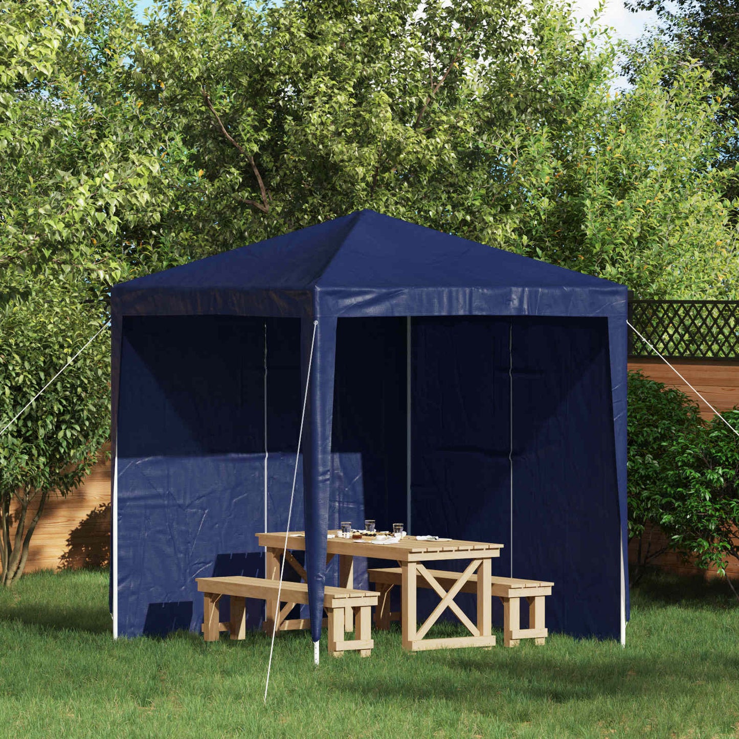 Partyzelt-Seitenteil 2 Stk. 200 x 195 cm Blau PE und Stahl
