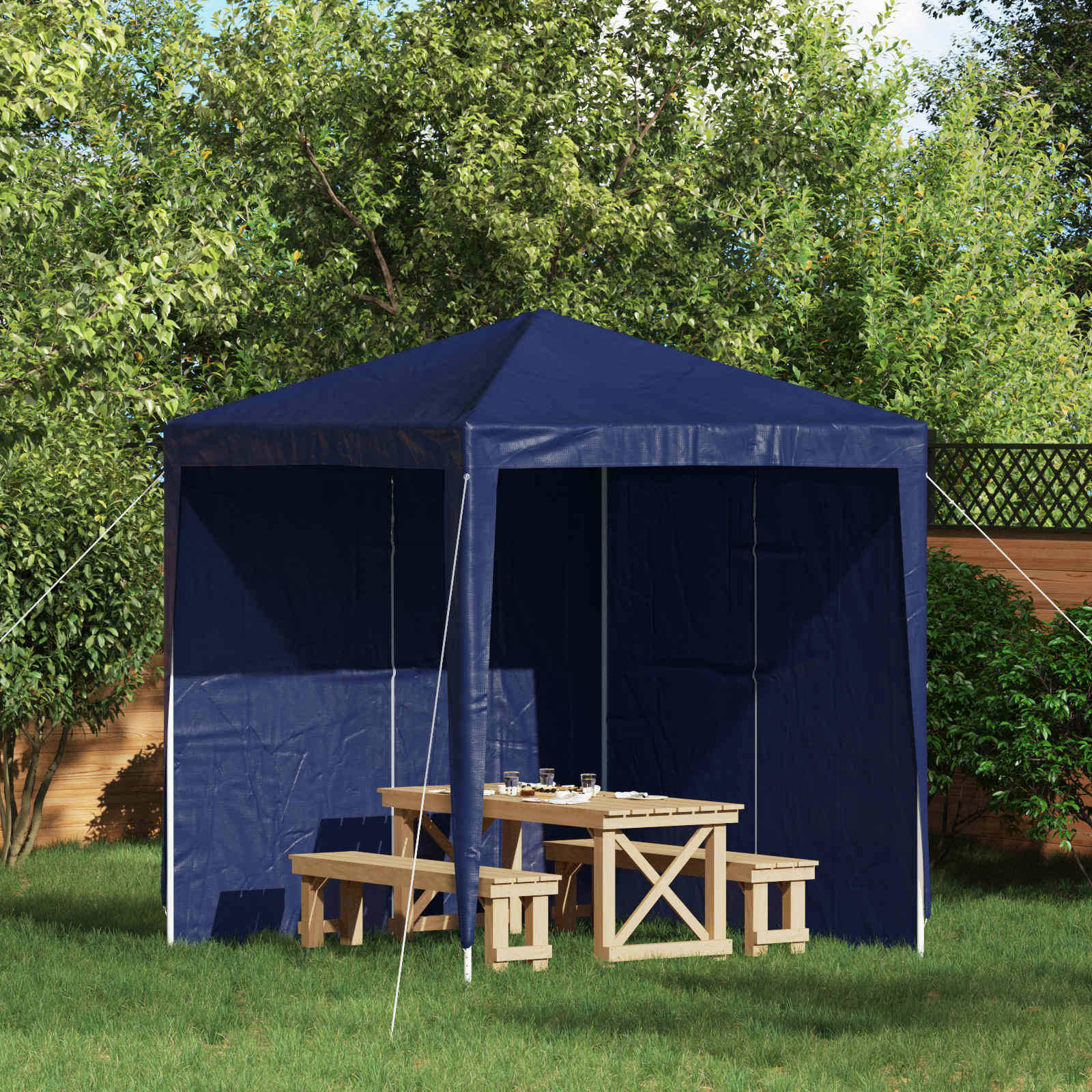 Partyzelt-Seitenteil 2 Stk. 200 x 195 cm Blau PE und Stahl