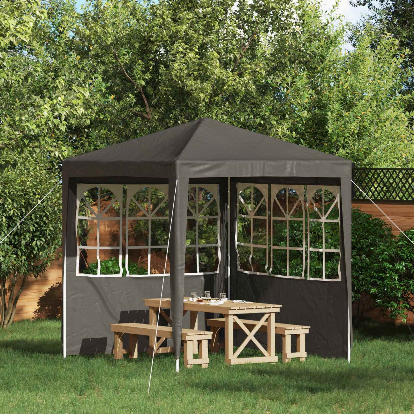 Partyzelt-Seitenteil 2 Stk. 200 x 195 cm Anthrazit PE und Stahl