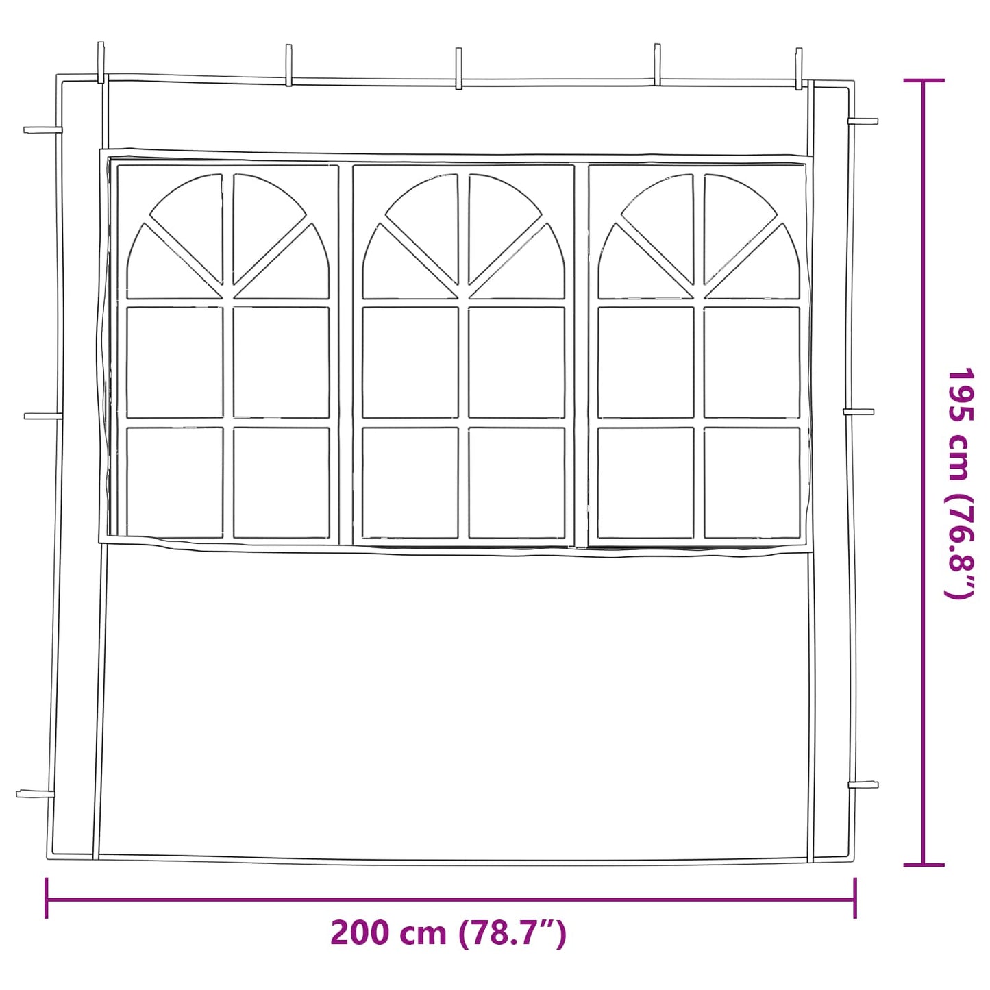 Partyzelt-Seitenteil 2 Stk. 200 x 195 cm Anthrazit PE und Stahl