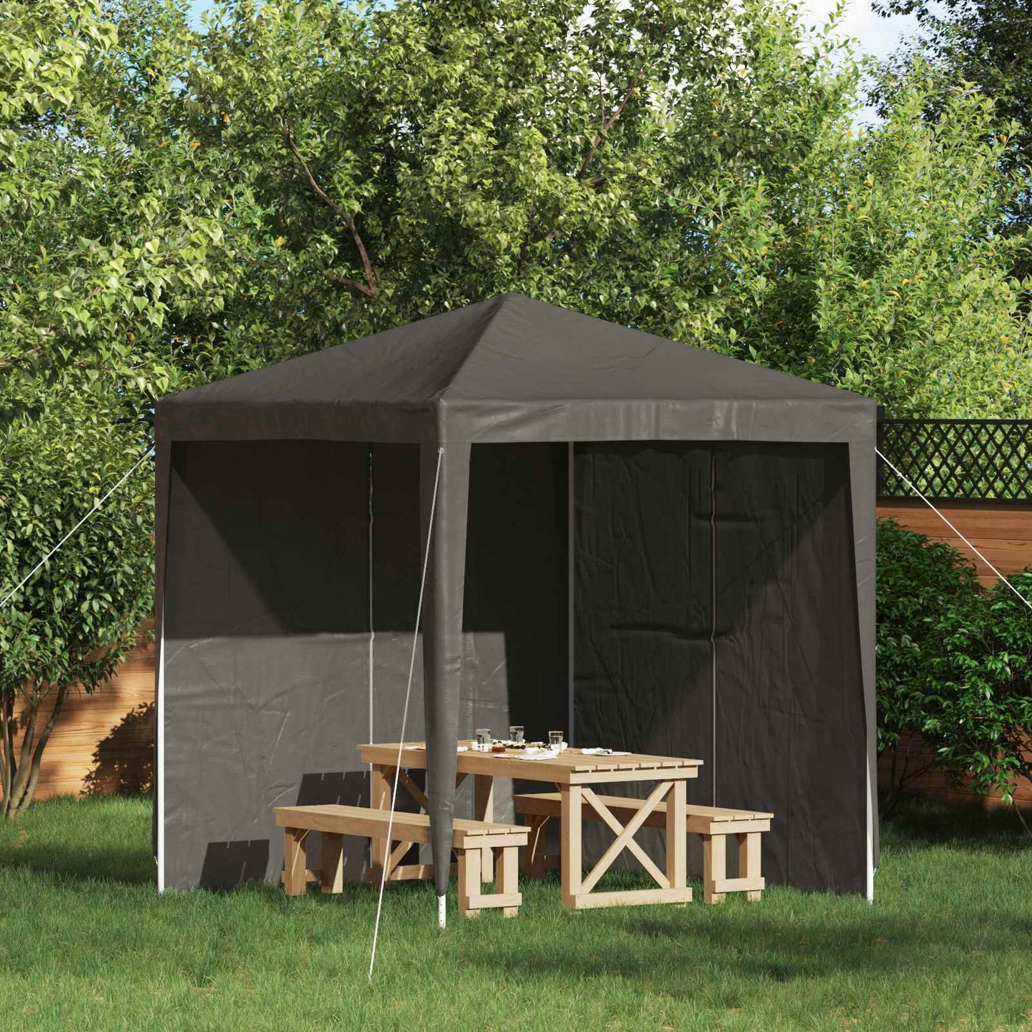 Partyzelt-Seitenteil 2 Stk. 200 x 195 cm Anthrazit PE und Stahl