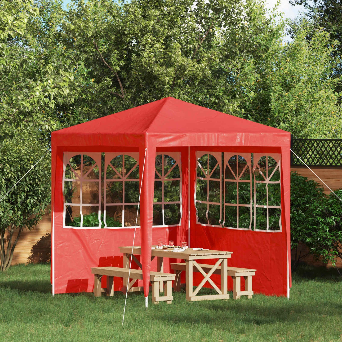 Partyzelt-Seitenteil 2 Stk. 200 x 195 cm Rot PE und Stahl