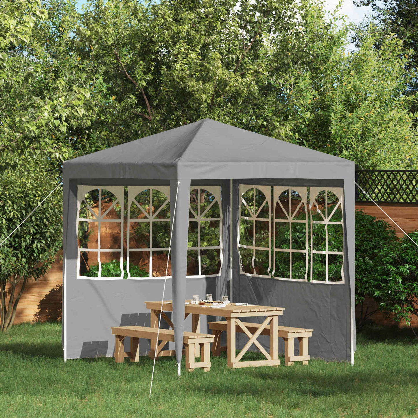 Partyzelt-Seitenteil 2 Stk. 200 x 195 cm Hellgrau PE und Stahl